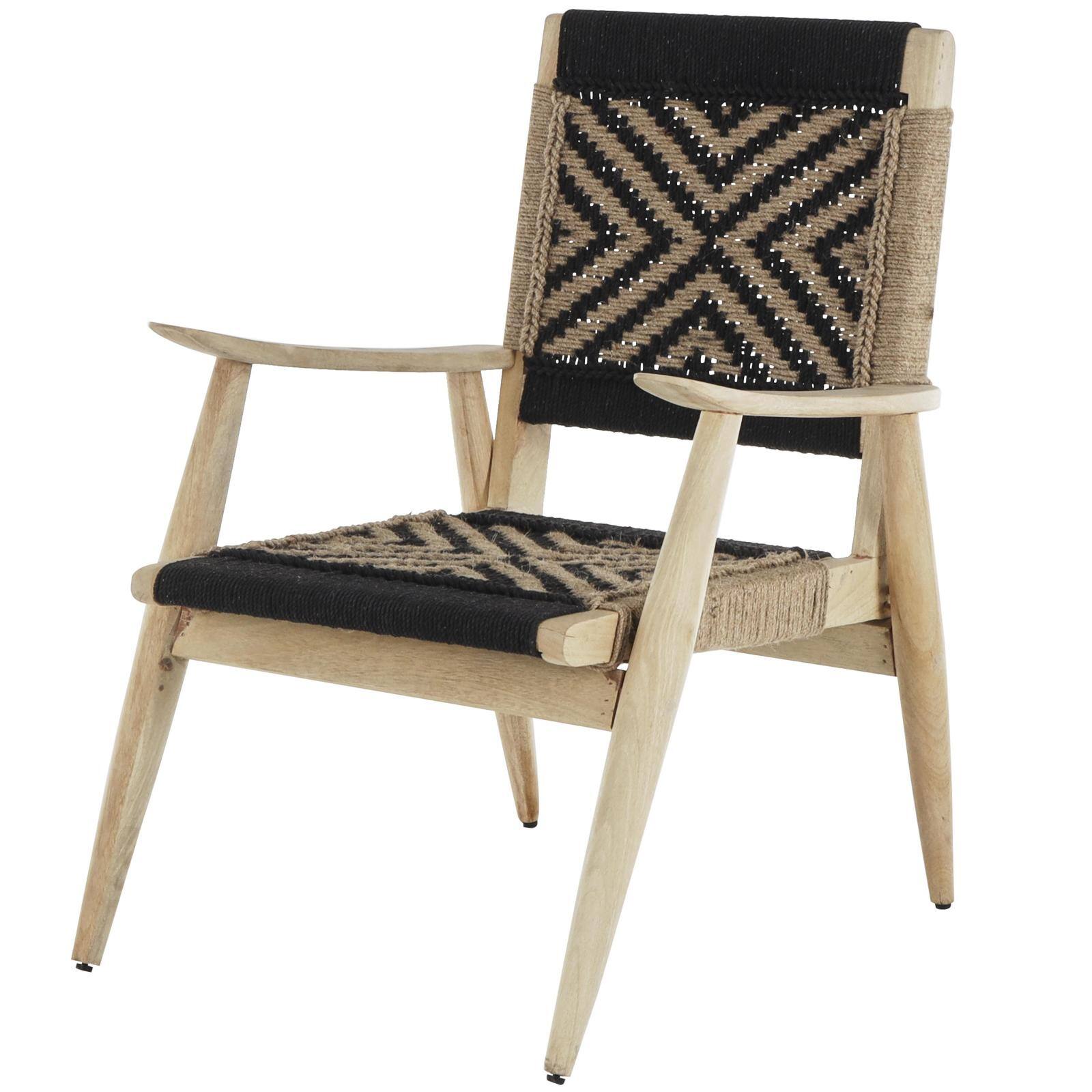 24" x 33" Black Jute Rope Woven Accent Chair