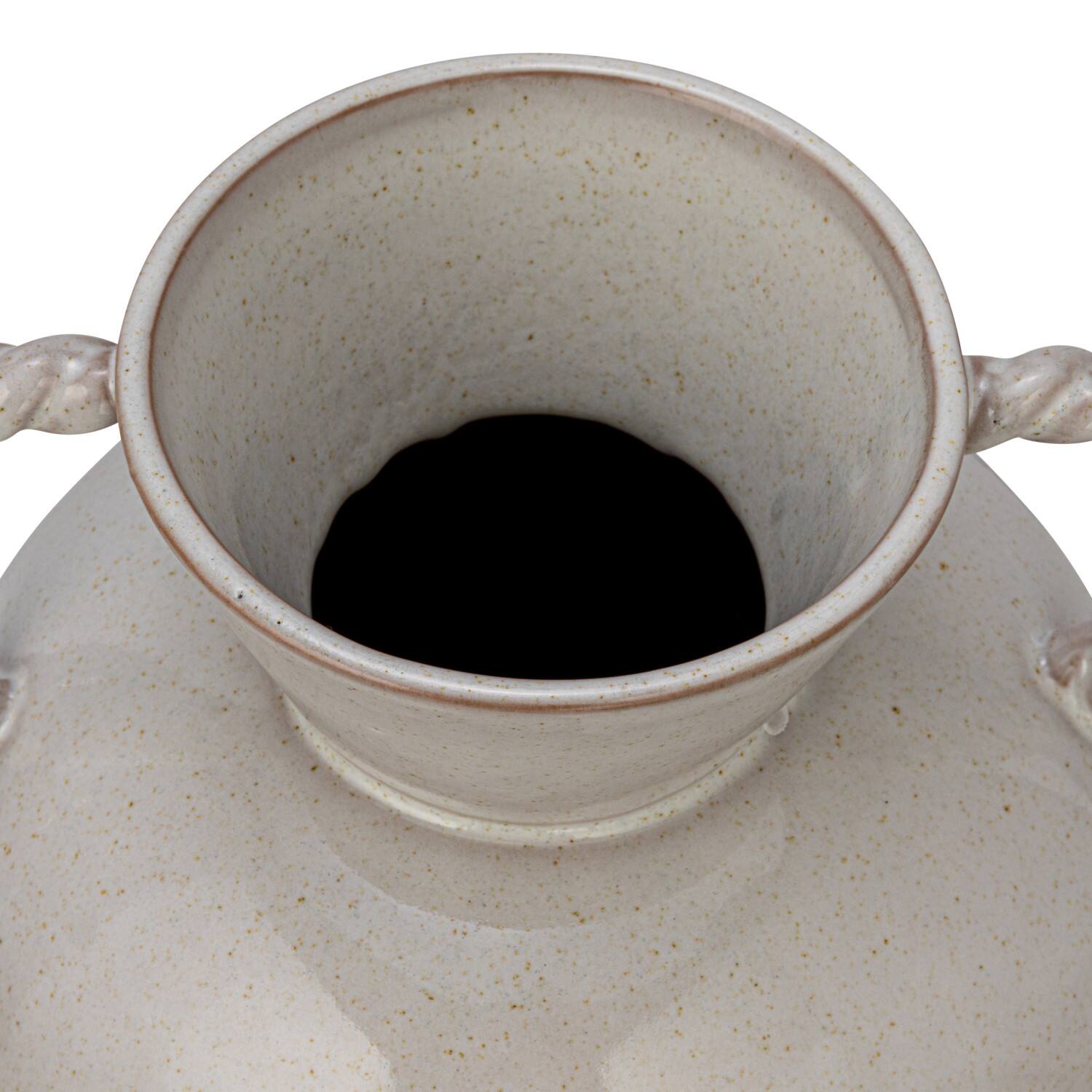 Hello Honey&#xAE; 9.25&#x22; Cream Reactive Glaze Stoneware Vase with Twisted Handle
