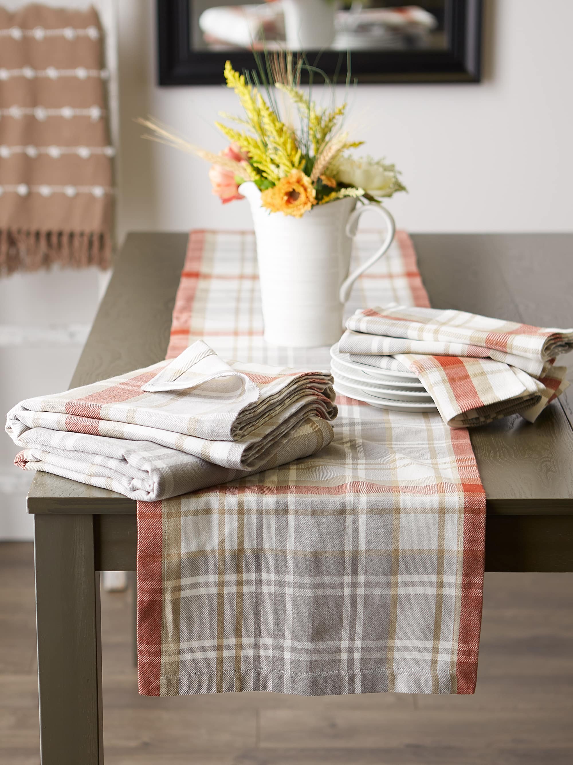 DII&#xAE; 120&#x22; Plaid Thanksgiving Cozy Picnic Tablecloth