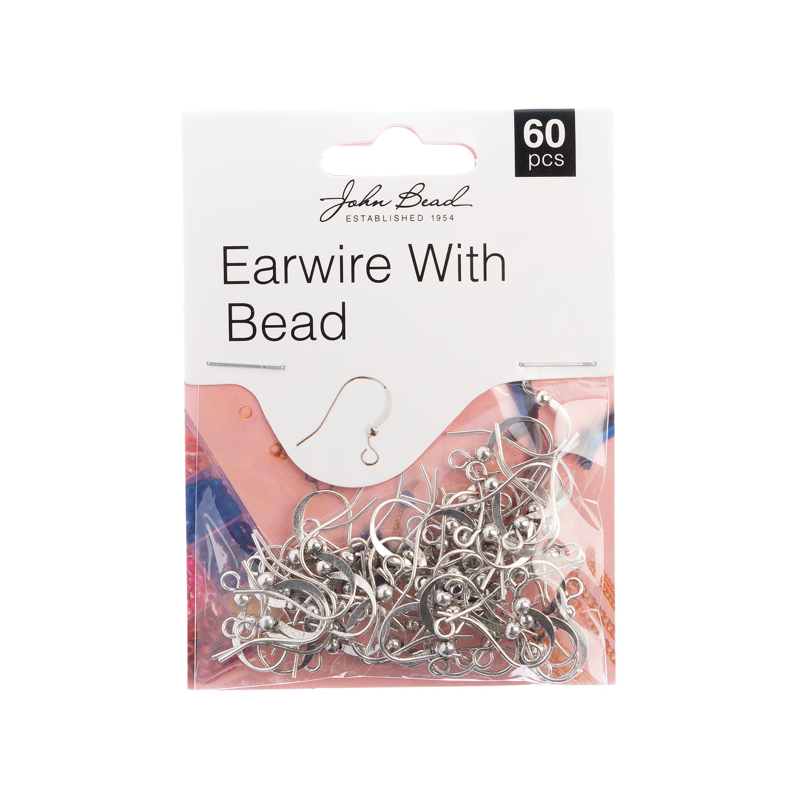 John Bead Must Have Findings 18mm Earwire with Bead, 60ct.