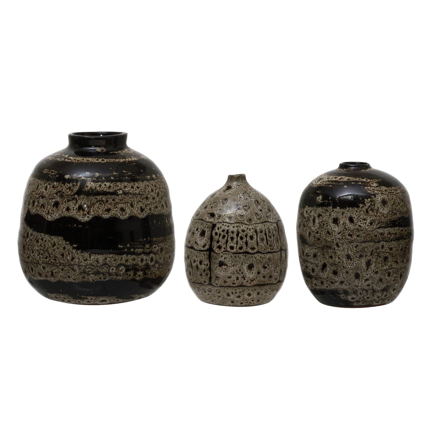 Hello Honey&#xAE; Reactive Glaze Brown Terracotta Vase Set