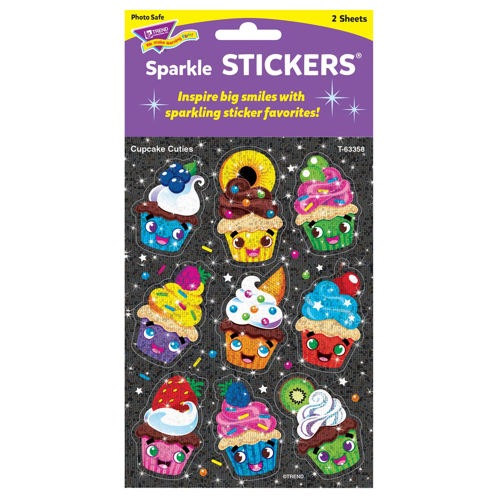 Trend Enterprises&#xAE; Cupcake Cuties Sparkle STICKERS&#xAE;, 6 Packs of 18