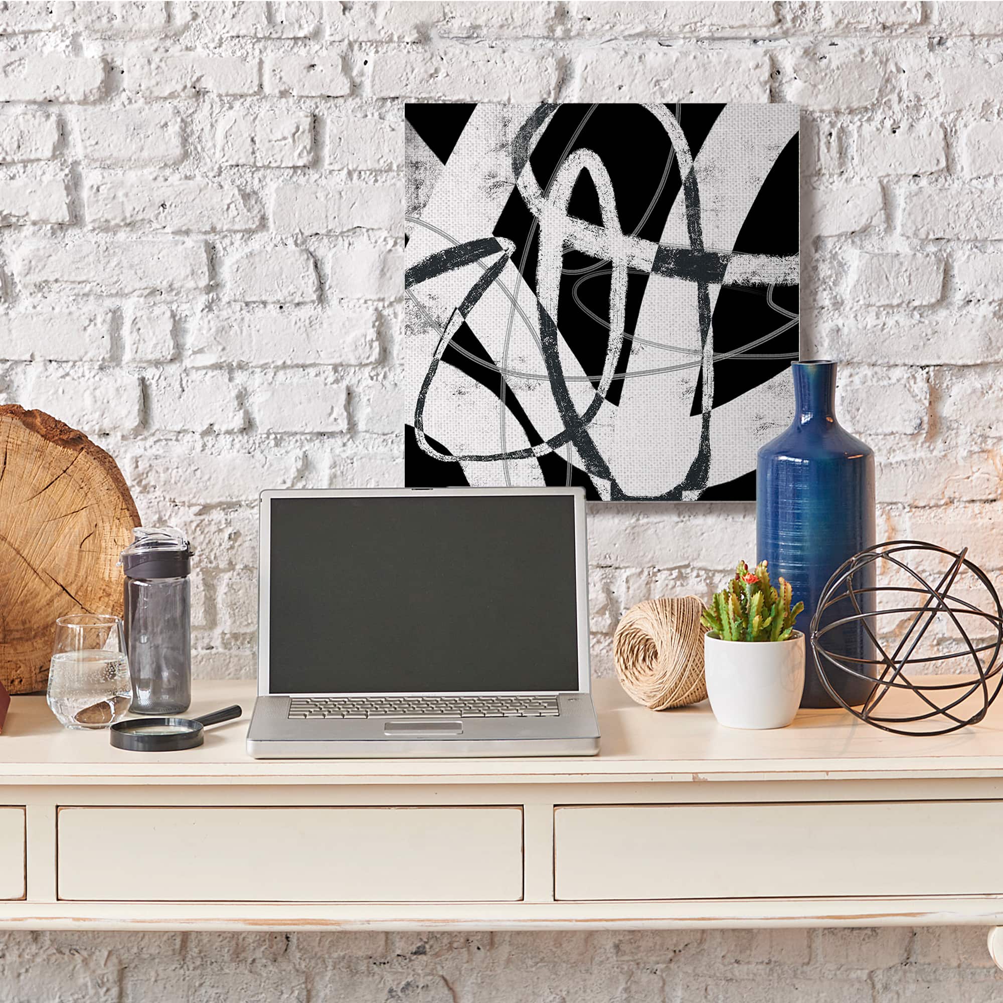 Stupell Industries Black &#x26; White Moving Abstract Canvas Wall Art