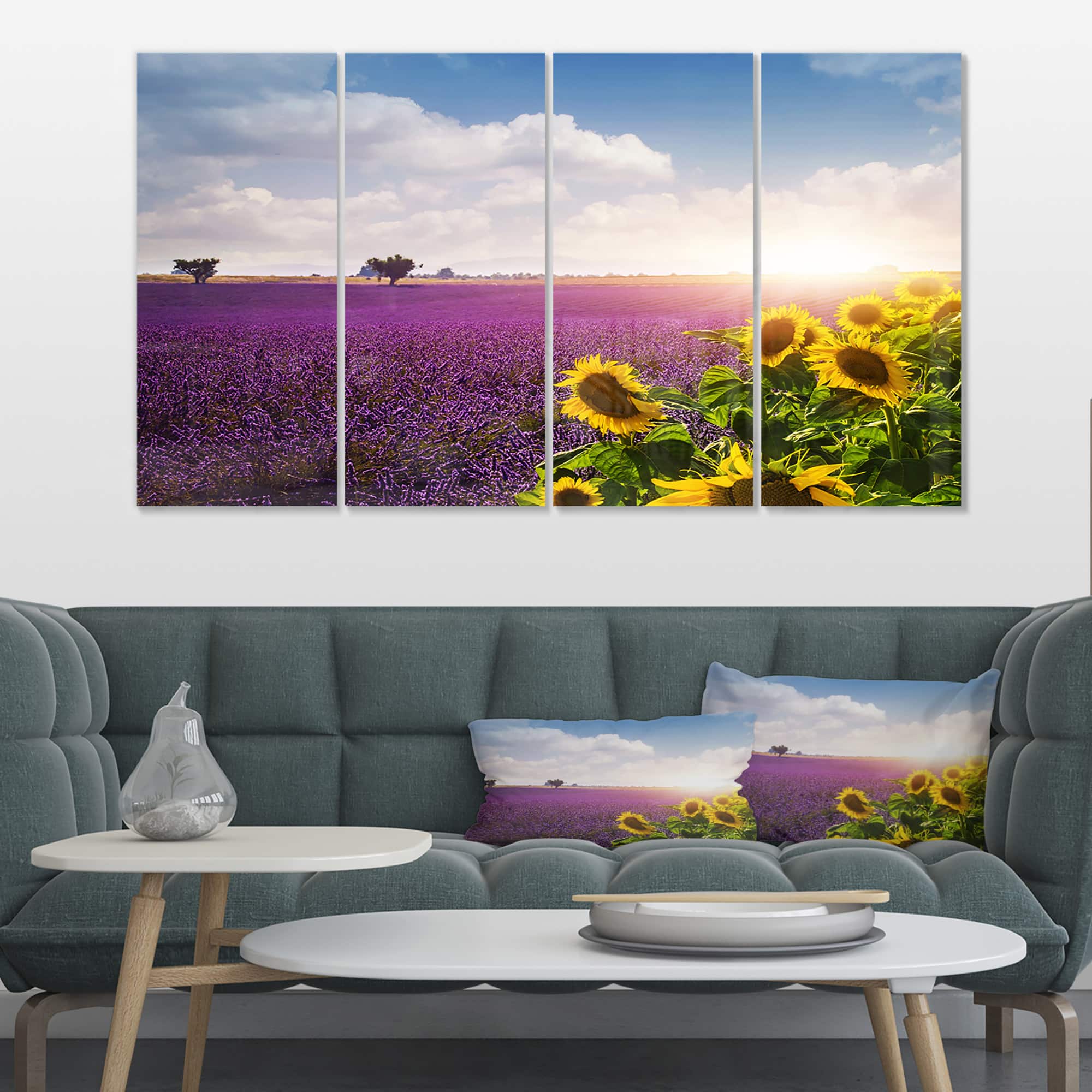 Designart - Lavender and Sunflower Fields