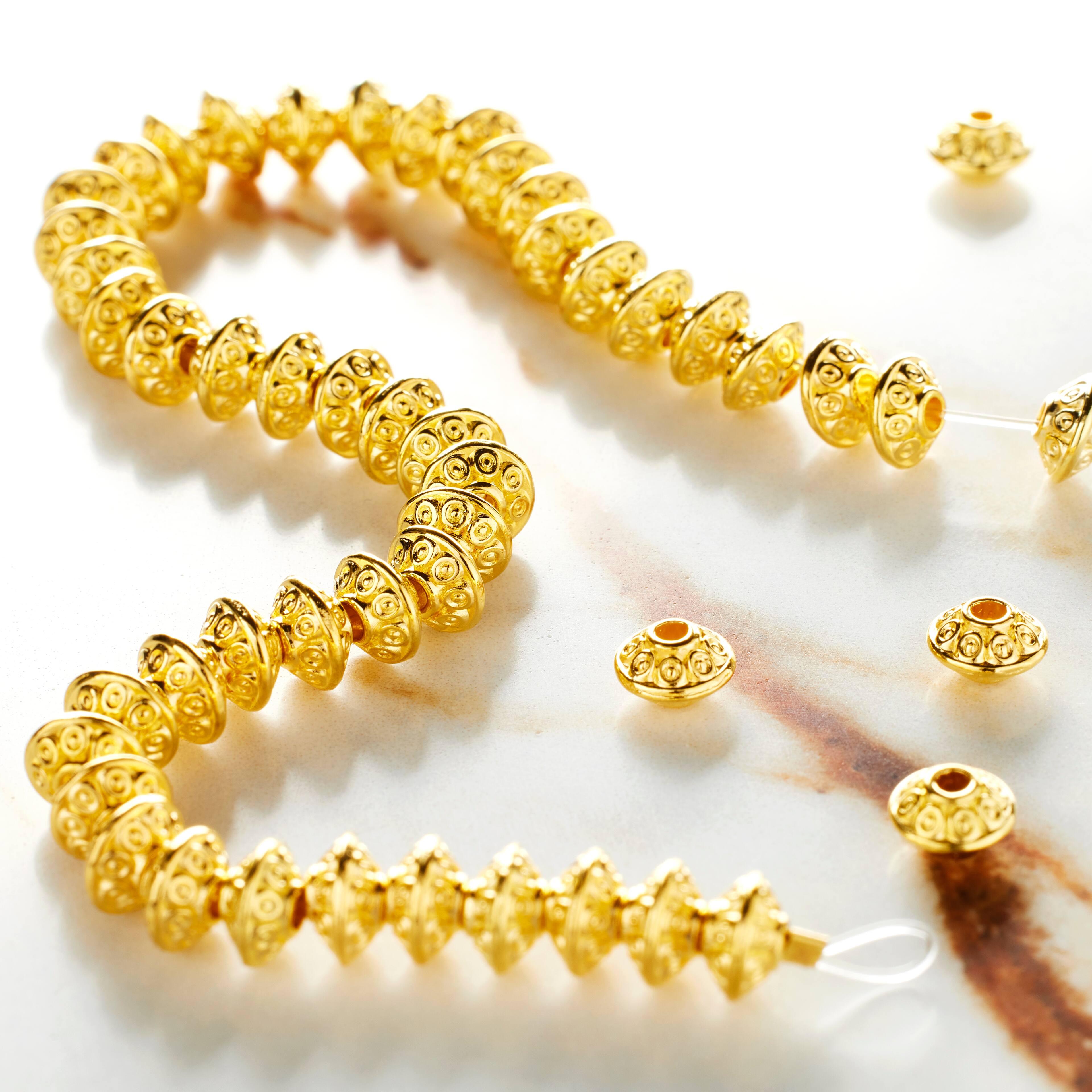 12 Pack: Gold Spot Rondelle Beads, 6mm by Bead Landing&#x2122;
