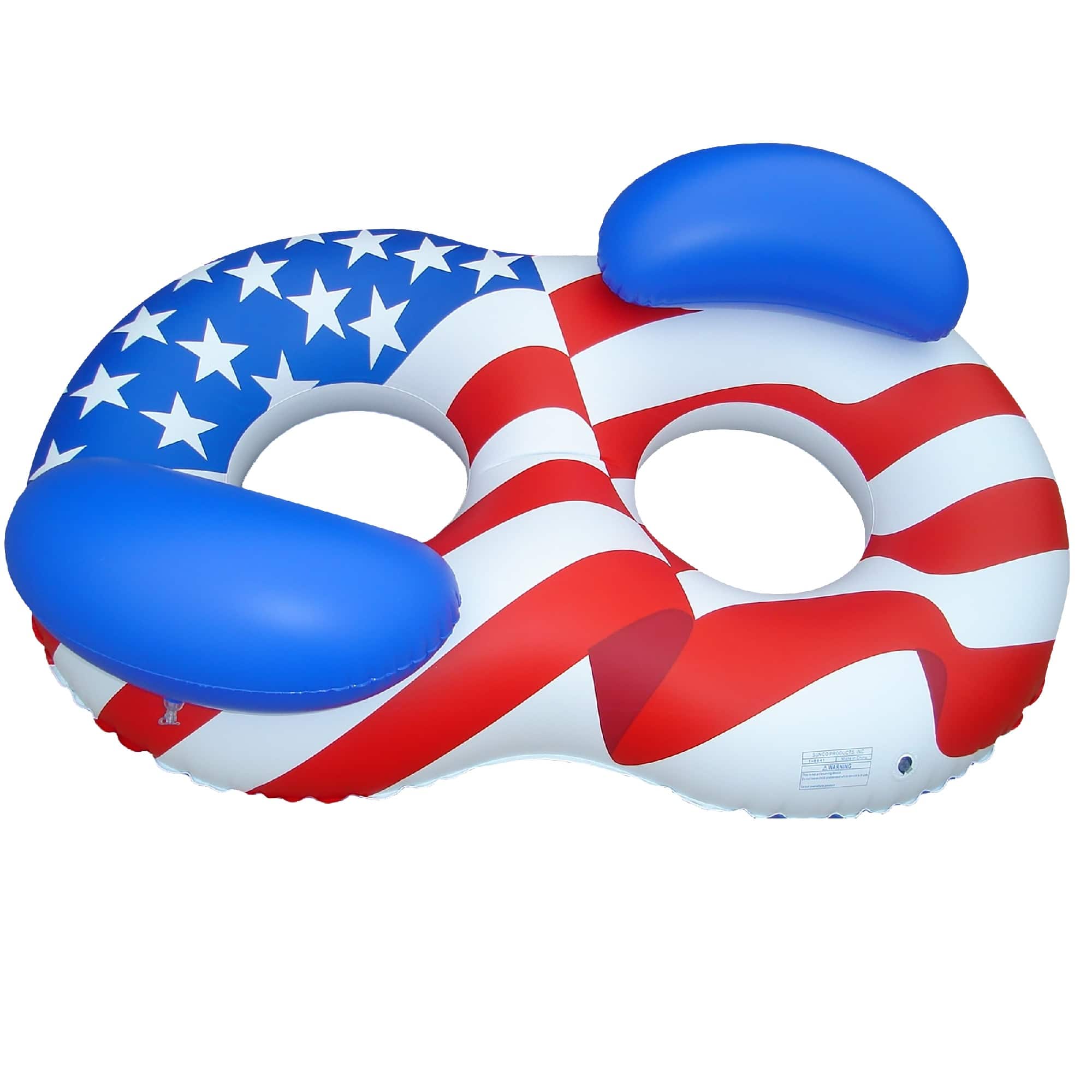 65" American Flag Inflatable Circular Duo Swimming Pool Lounger