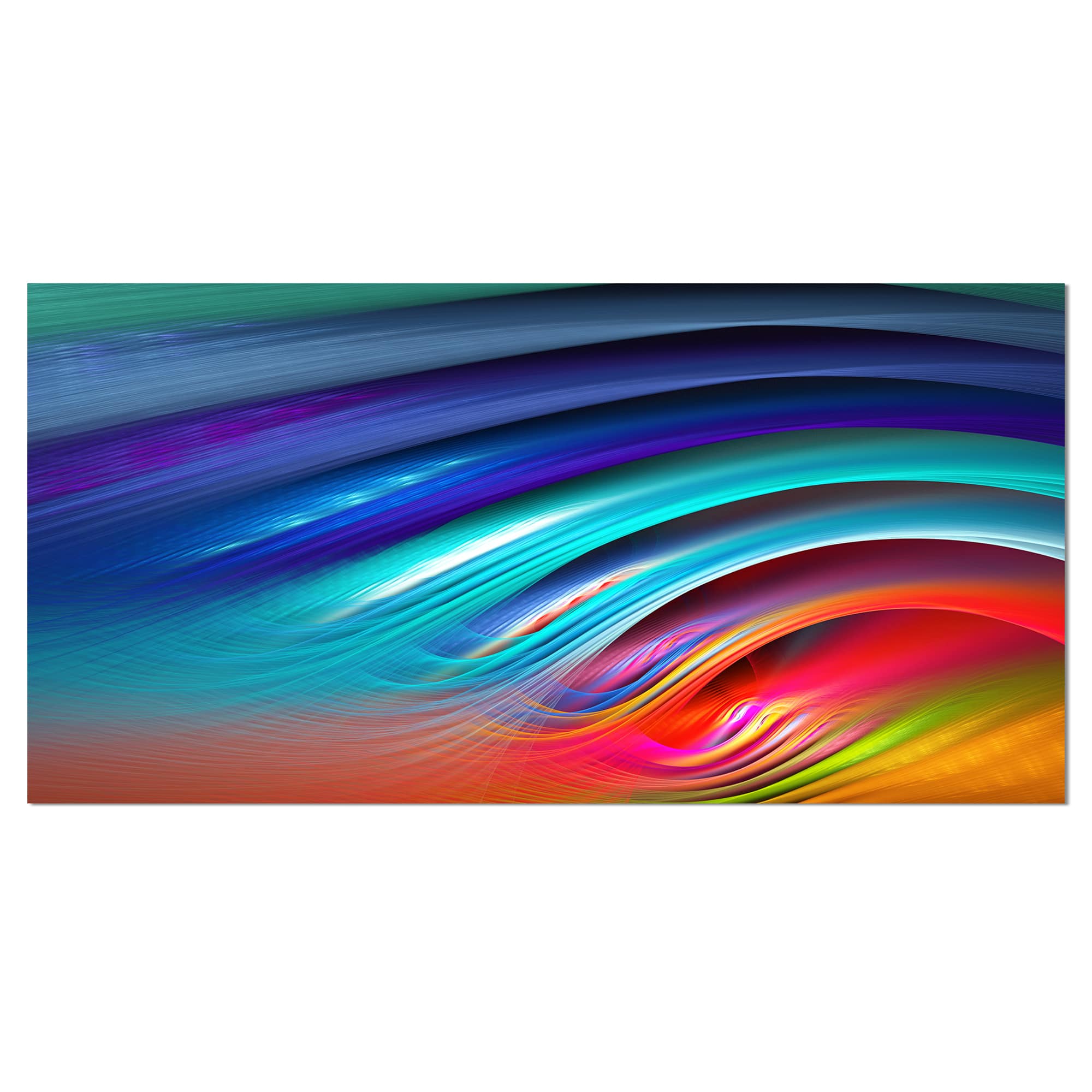 Designart - Beautiful Fractal Rainbow Waves - Floral Canvas Art Print