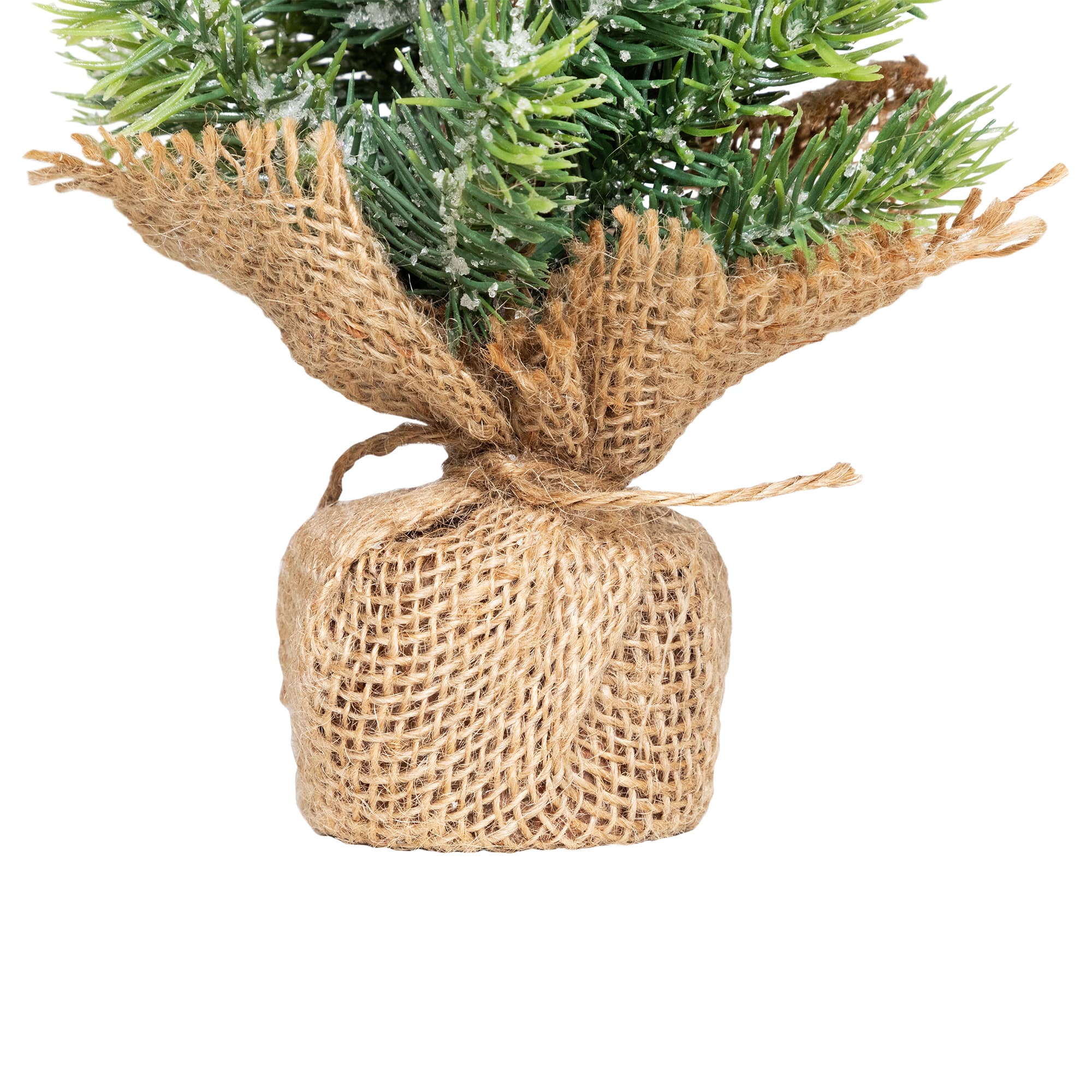 11.75" Unlit Frosted Icy Pine Christmas Tree in Burlap Base