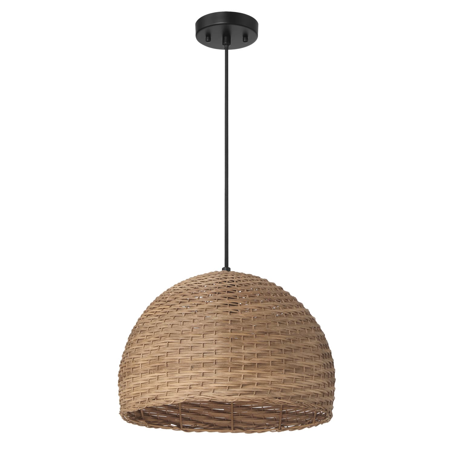 Calypso Stained Natural Metal &#x26; Handwoven Wicker Dome Ceiling Light