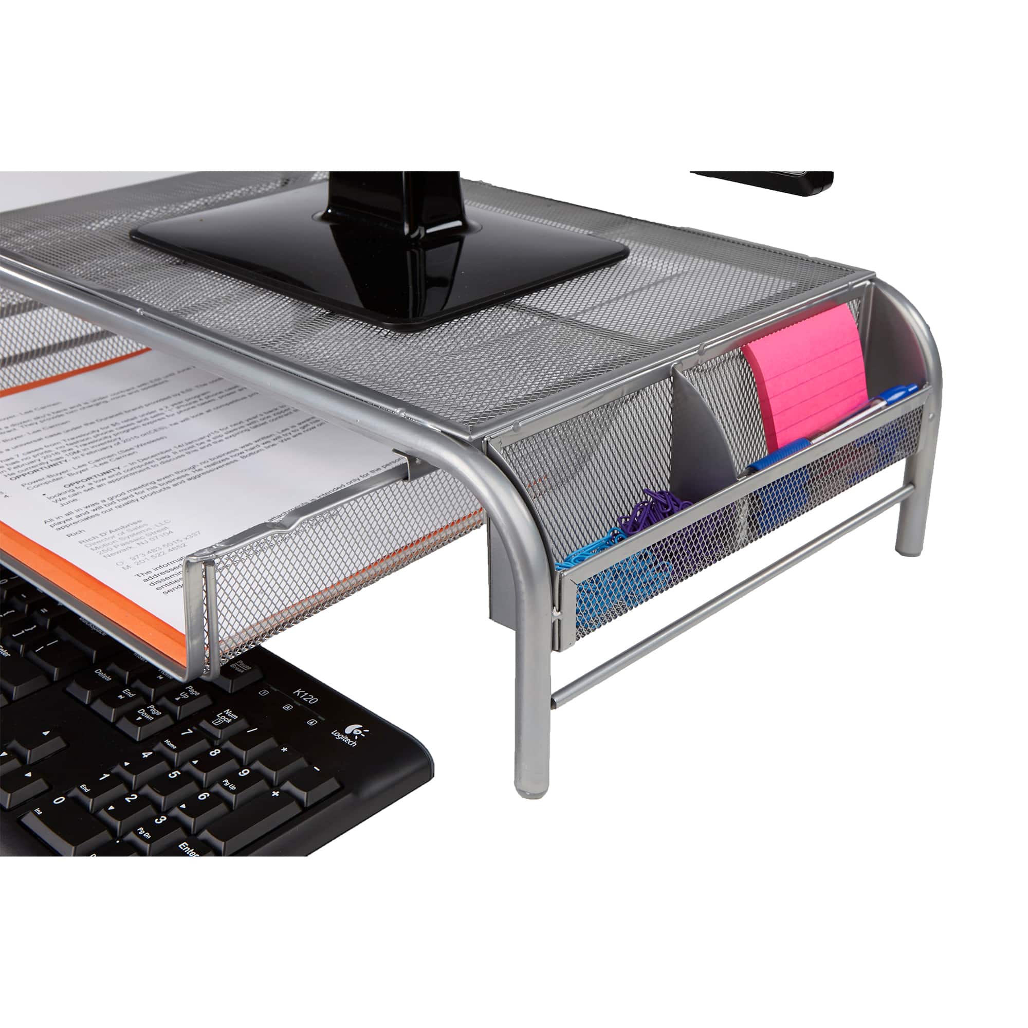 Mind Reader Metal Mesh Monitor Stand & Desk Organizer