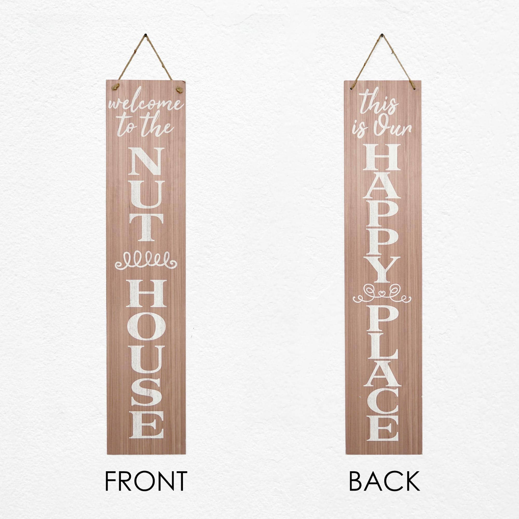 American Art D&#xE9;cor&#x2122; 47.25&#x22; Happy Place Nut House Double-Sided Hanging &#x26; Leaning Wall Sign