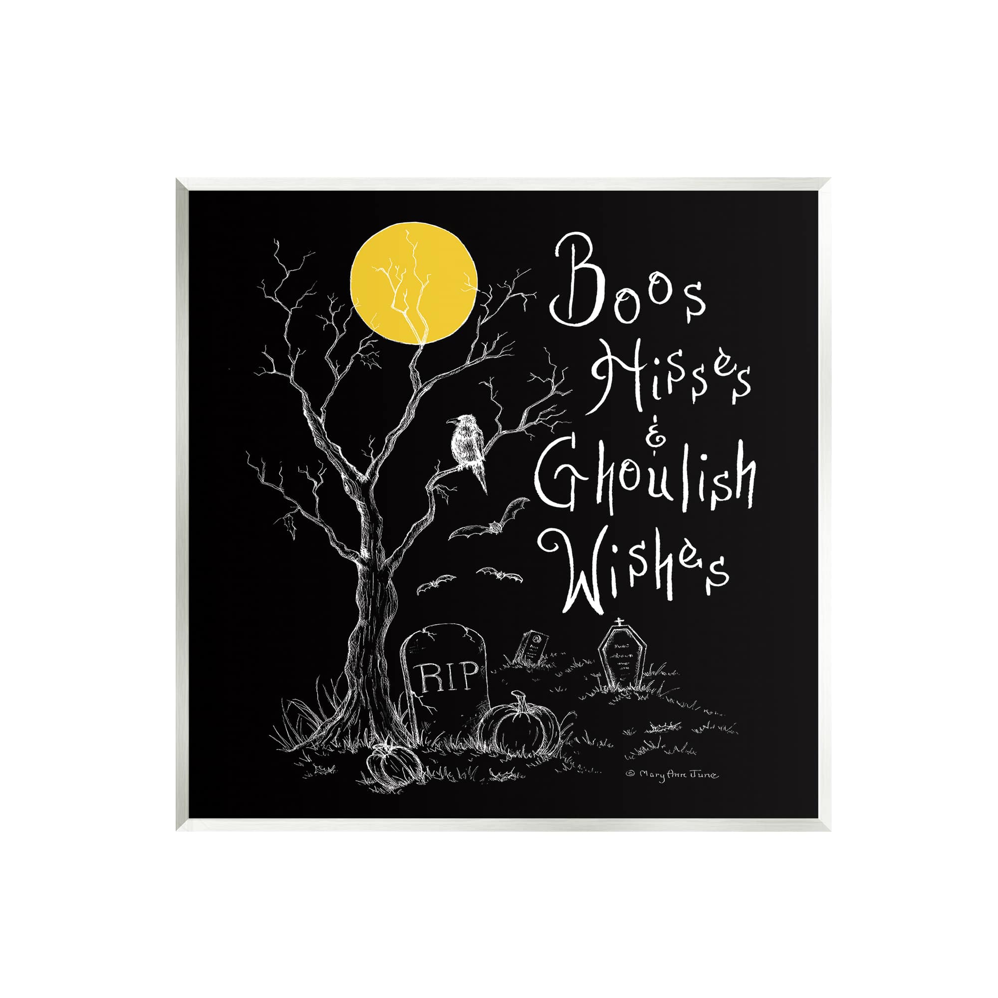 Stupell Industries Boos Hisses &#x26; Ghoulish Wishes Halloween Wall Plaque Art