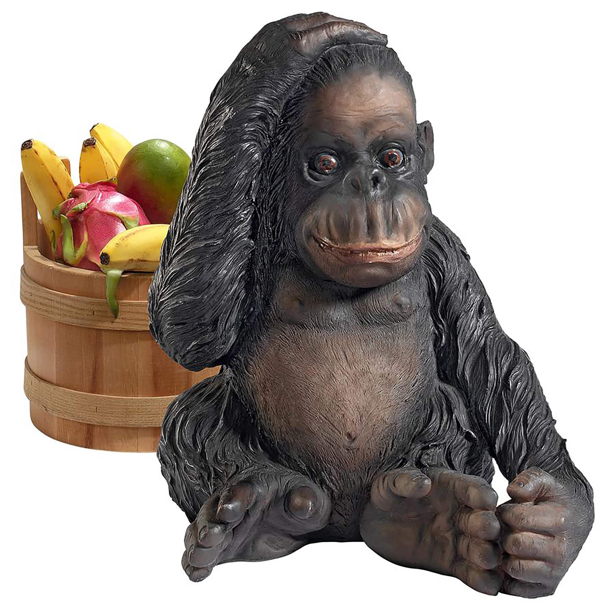 Design Toscano 13&#x22; Curly the Chimpanzee of the Jungle Funny Monkey Statue