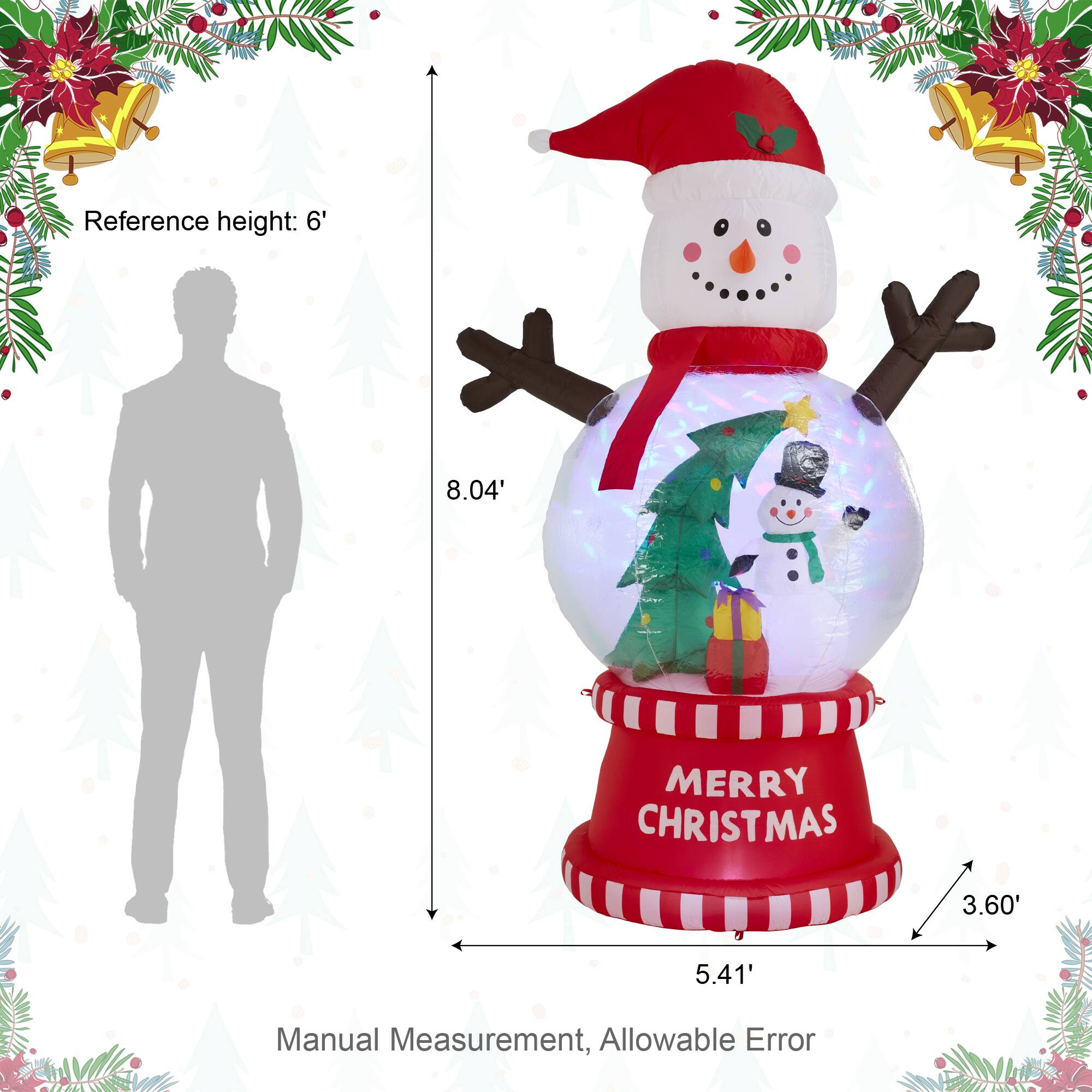 Glitzhome&#xAE; 8FT Lighted Inflatable Snowman Globe Scene Decor
