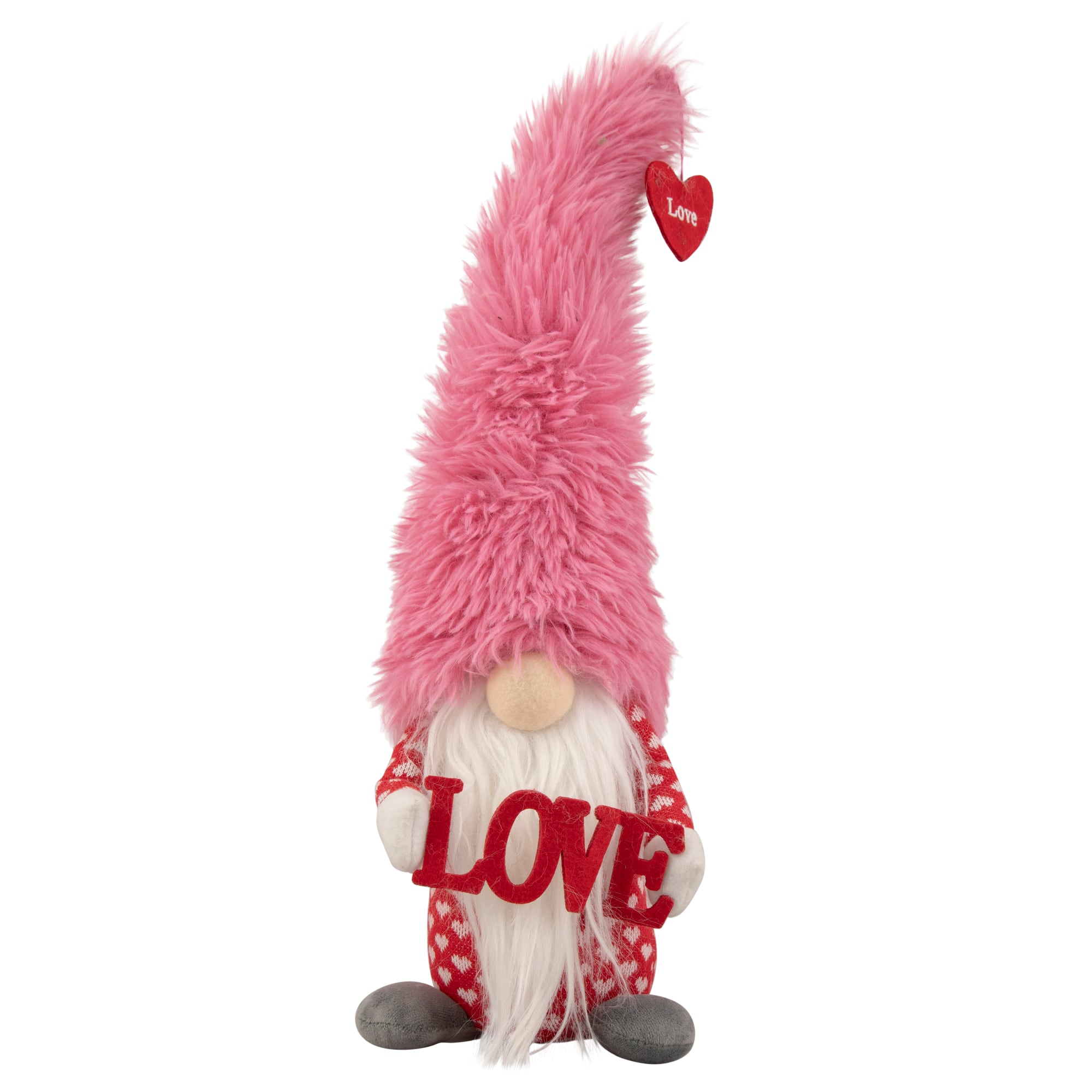 18&#x22; Fluffy Pink Faux Fur &#x27;Love&#x27; Valentine&#x27;s Day Gnome