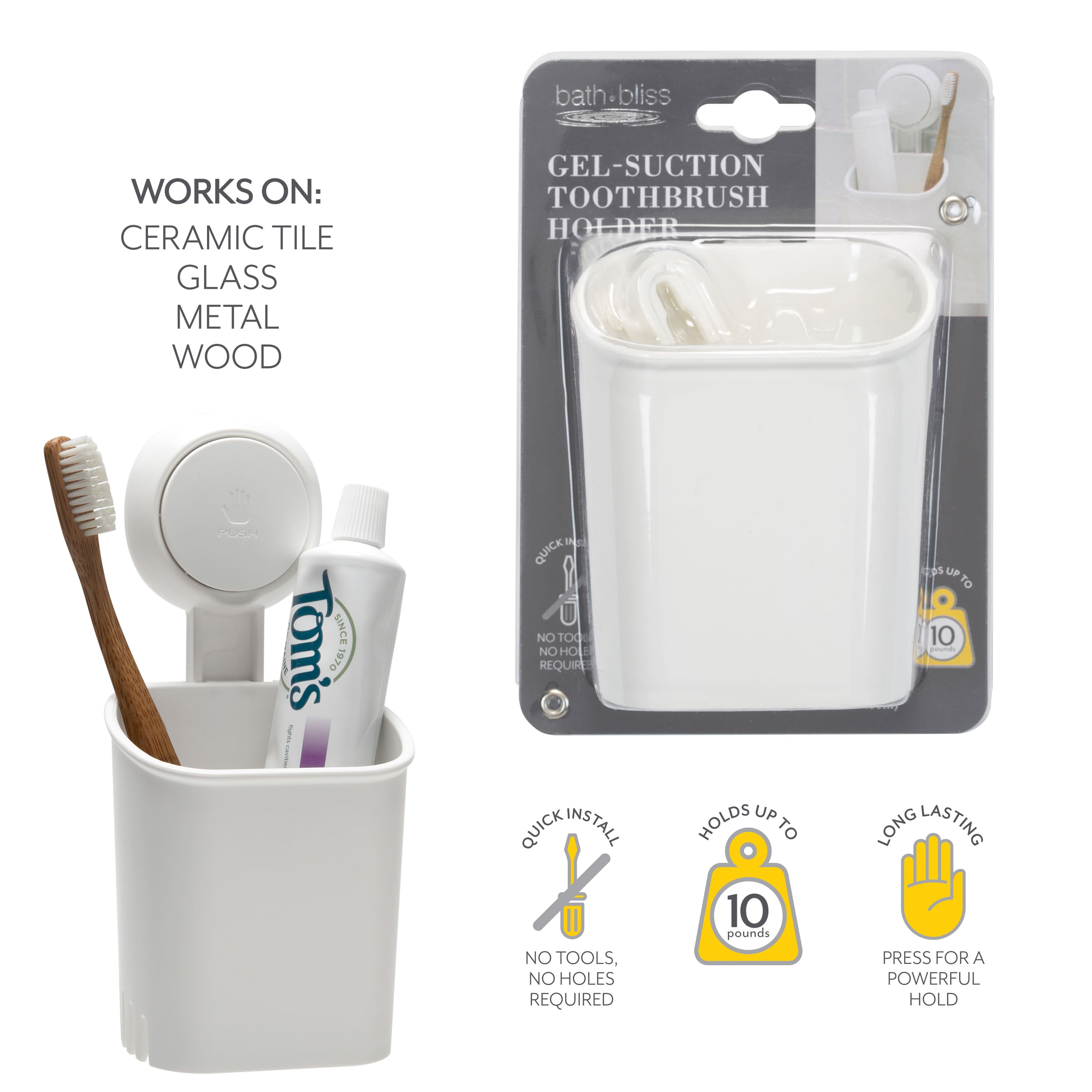 Bath Bliss Gel Suction Toothbrush Holder