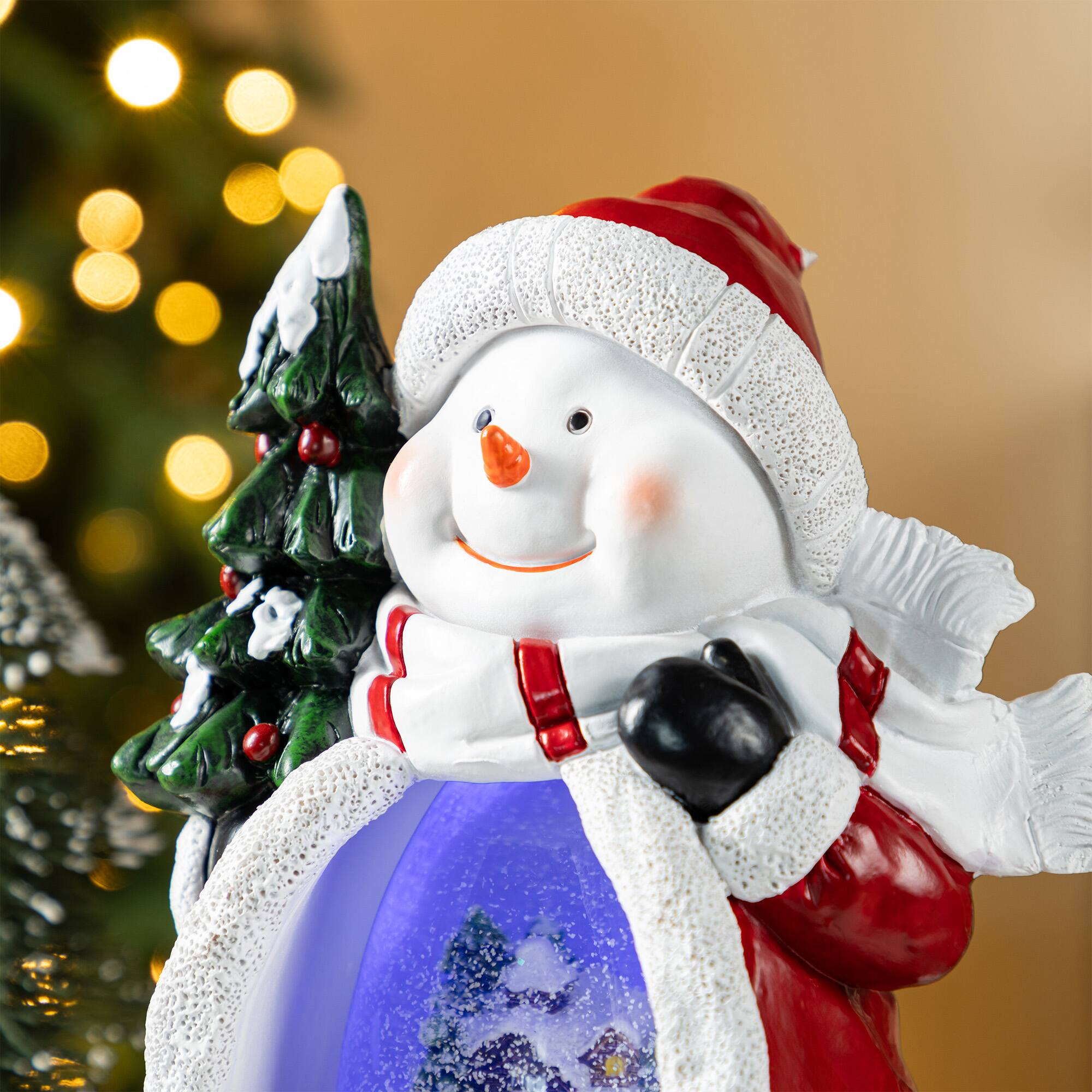 Glitzhome® 100mm Christmas Resin Lighted Snowflakes Snowman Waterglobe