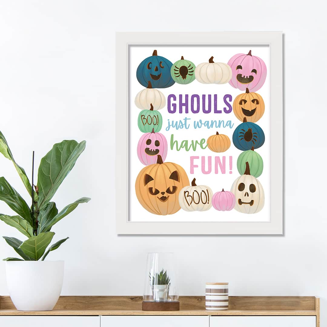 Ghouls Just Wanna Have Fun White Framed Print Wall Art