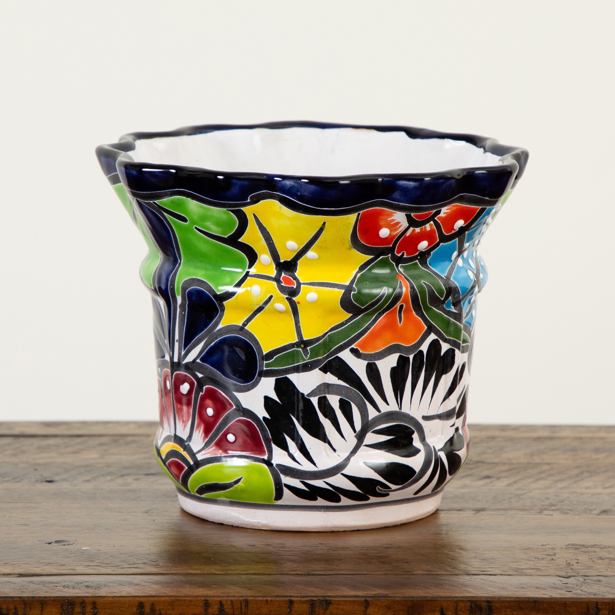 8&#x22; Handmade Mexican Talavera Ceramic Planter