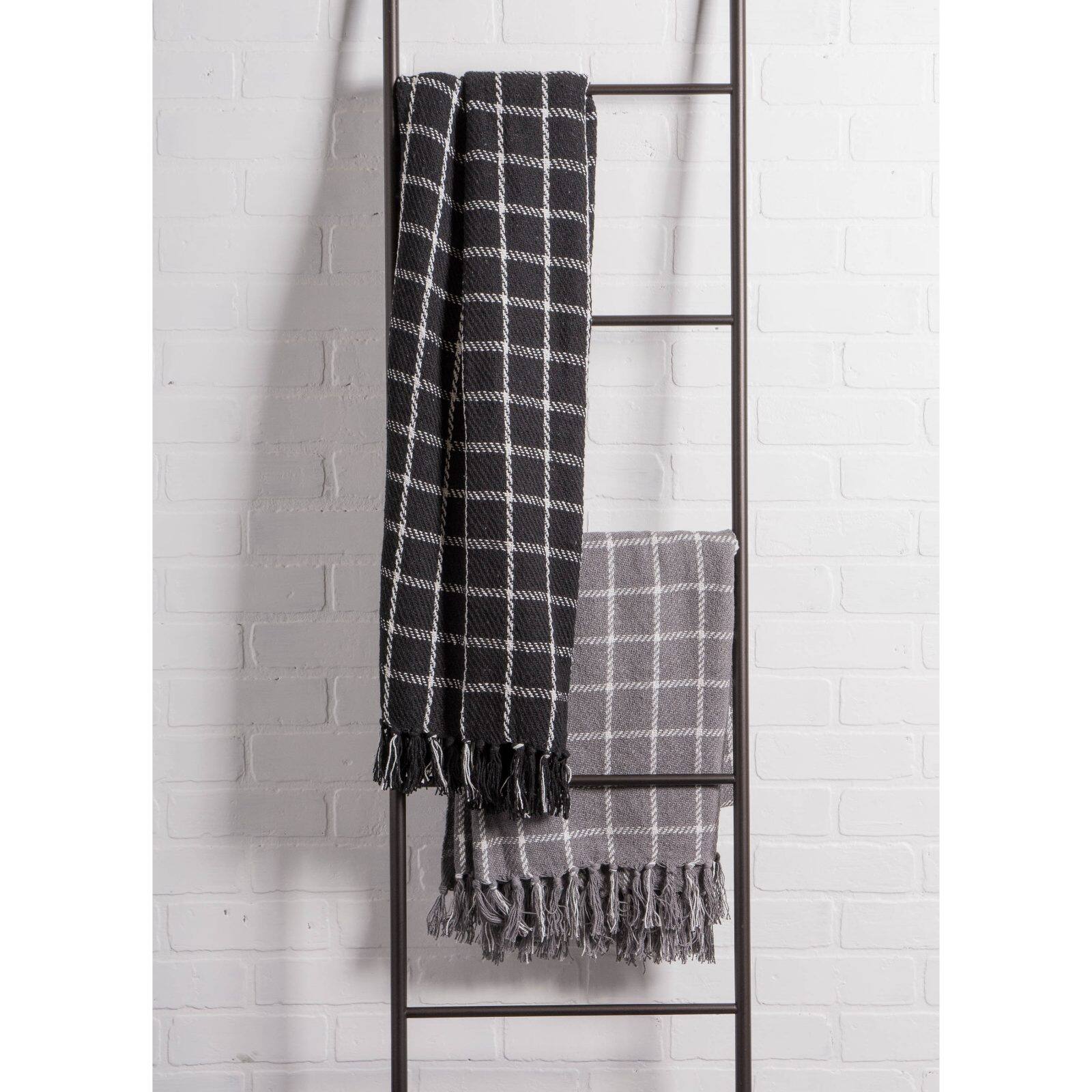 DII&#xAE; Black Checked Plaid Throw