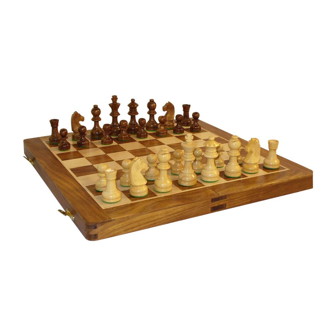 14" Sheesham & Maple Folding Chess Set