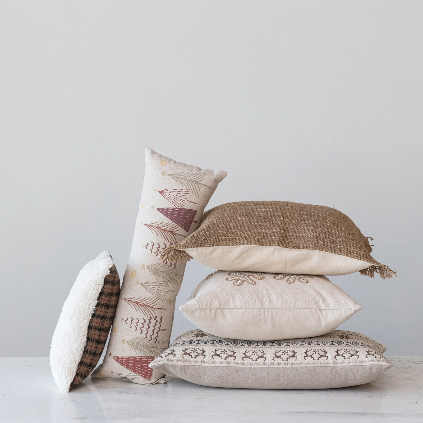 Hello Honey® 14" x 9" Multicolor Plaid Woven Wool Blend Lumbar Pillow with Sherpa Back