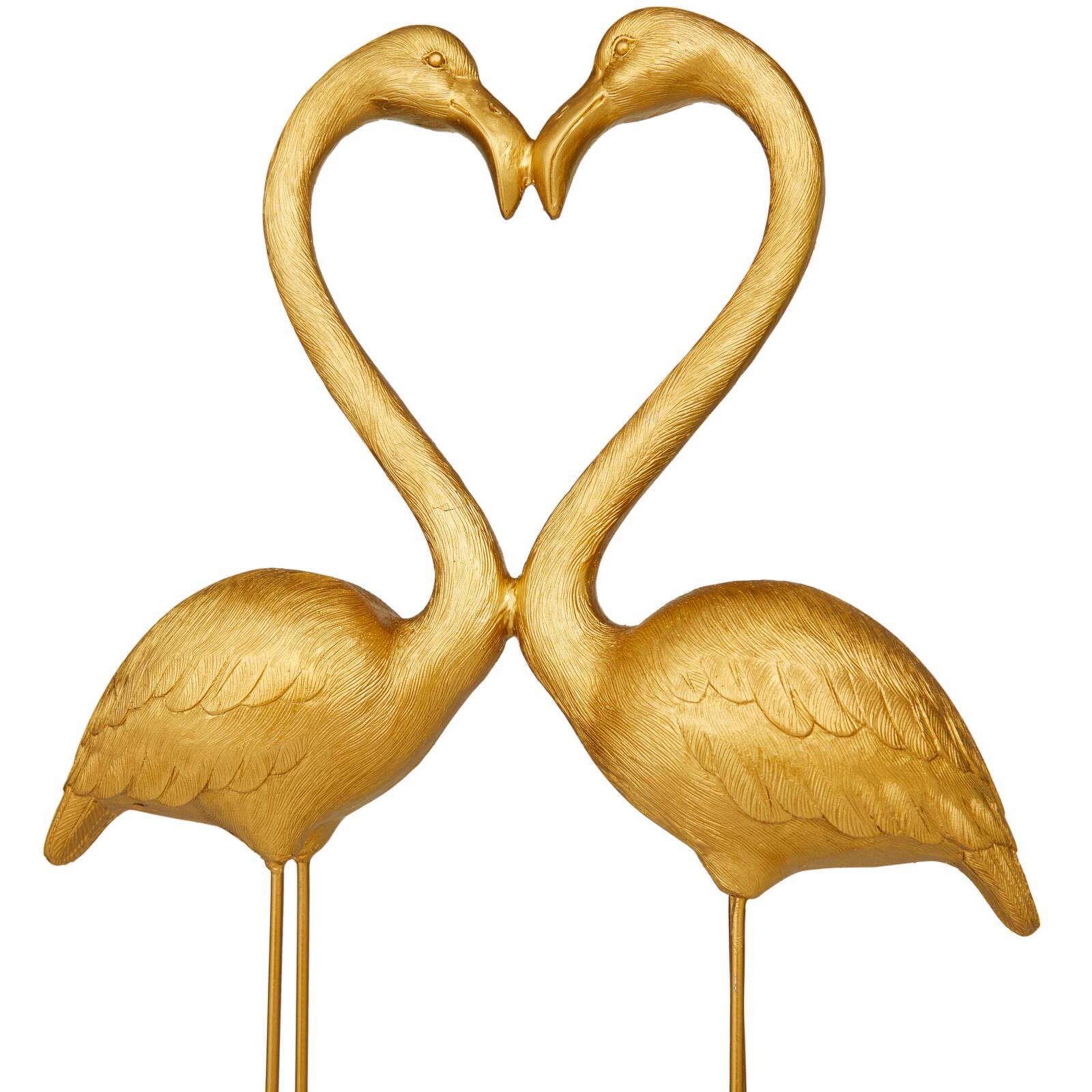Gold Resin Eclectic Flamingo Sculpture 24&#x22; x 15&#x22; x 5&#x22;