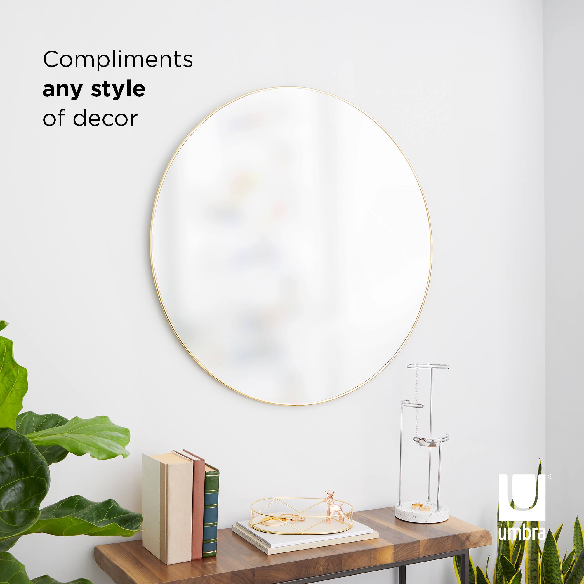 Umbra 34" Brass Hubba Round Wall Mirror