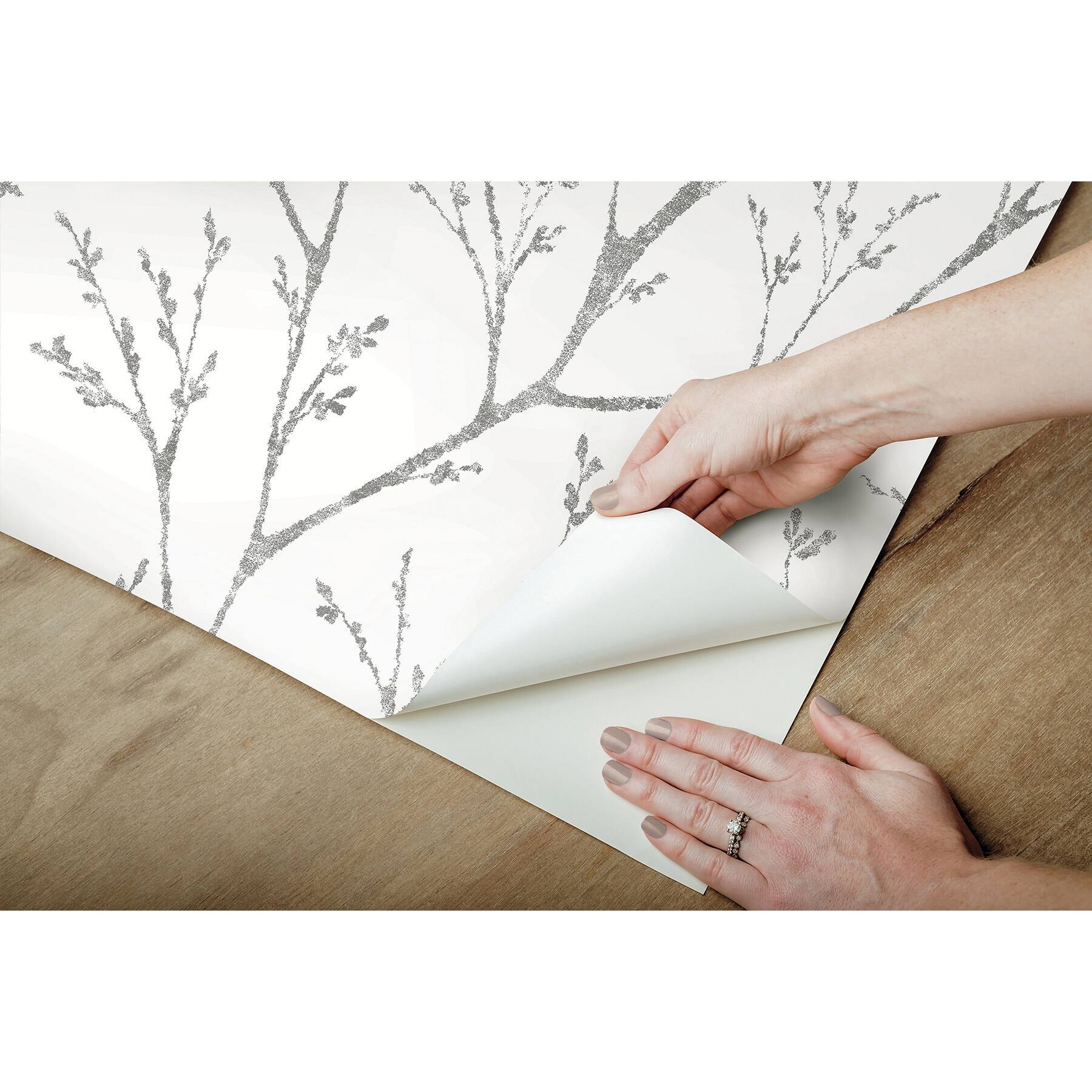 RoomMates Gray Tree Branches Peel &#x26; Stick Wallpaper