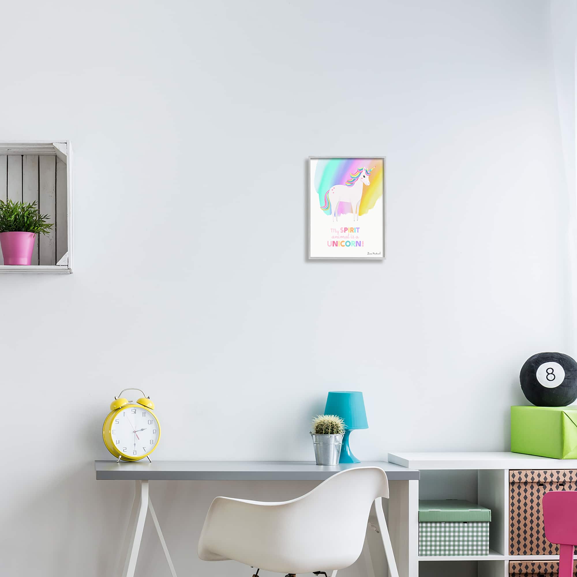 Stupell Industries Unicorn Spirit Animal Vivid Fantasy Rainbow Framed Giclee Art