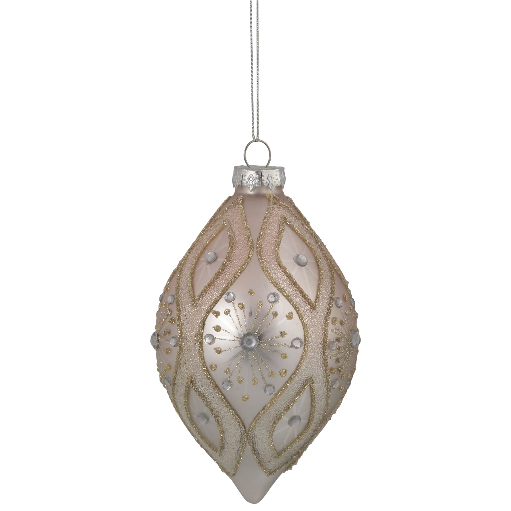 5.25" Rose Gold Retro Ombre Glass Christmas Drop Ornament