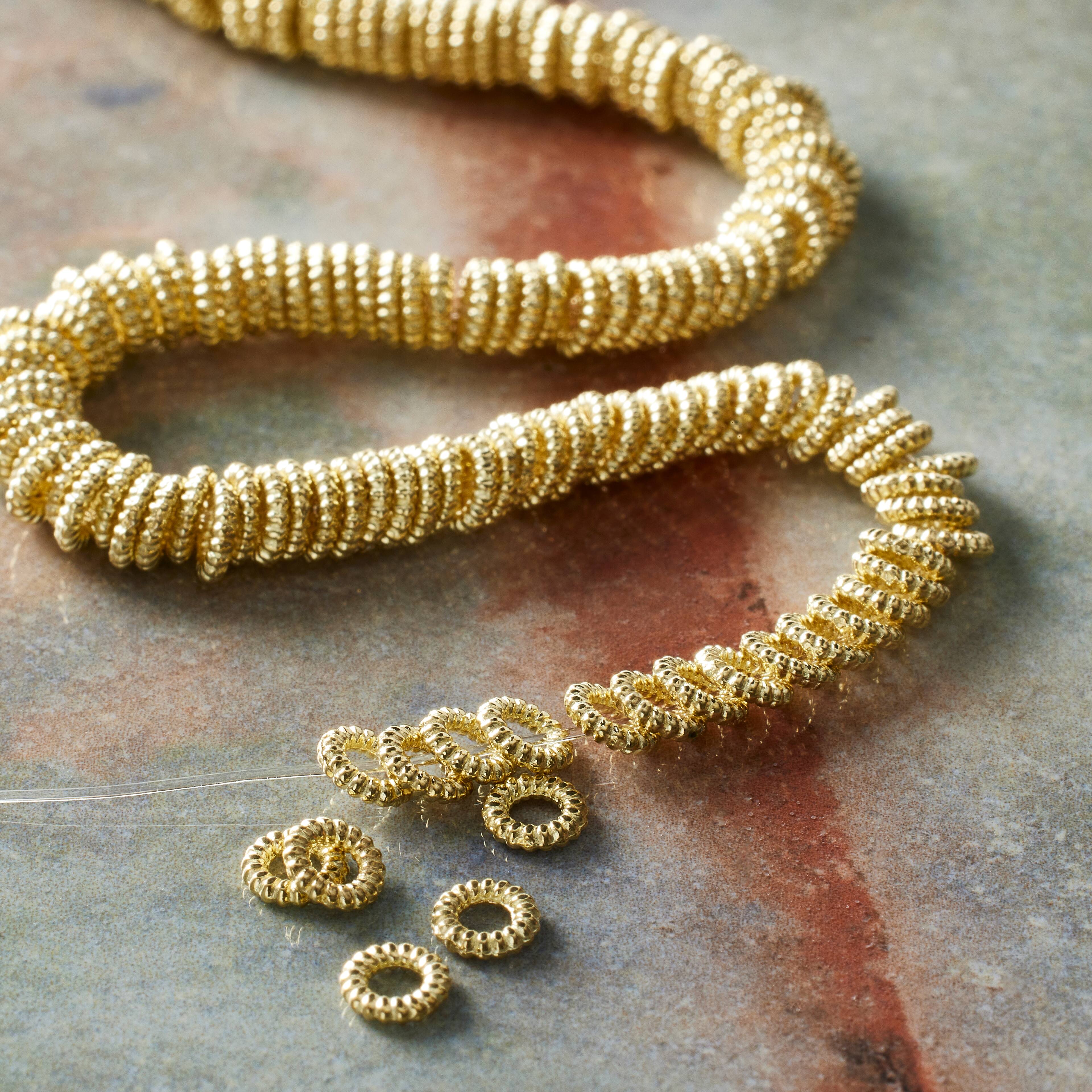 12 Pack: Gold Metal Rondelle Beads, 4mm by Bead Landing™