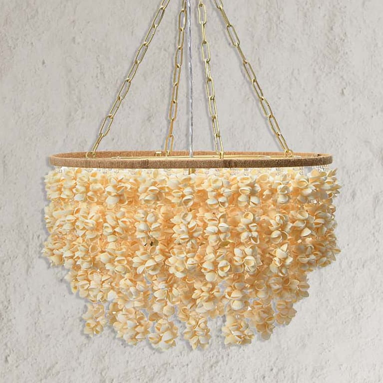 Hello Honey&#xAE; 20&#x22; Round Metal and Shell Chandelier Style Ceiling Light