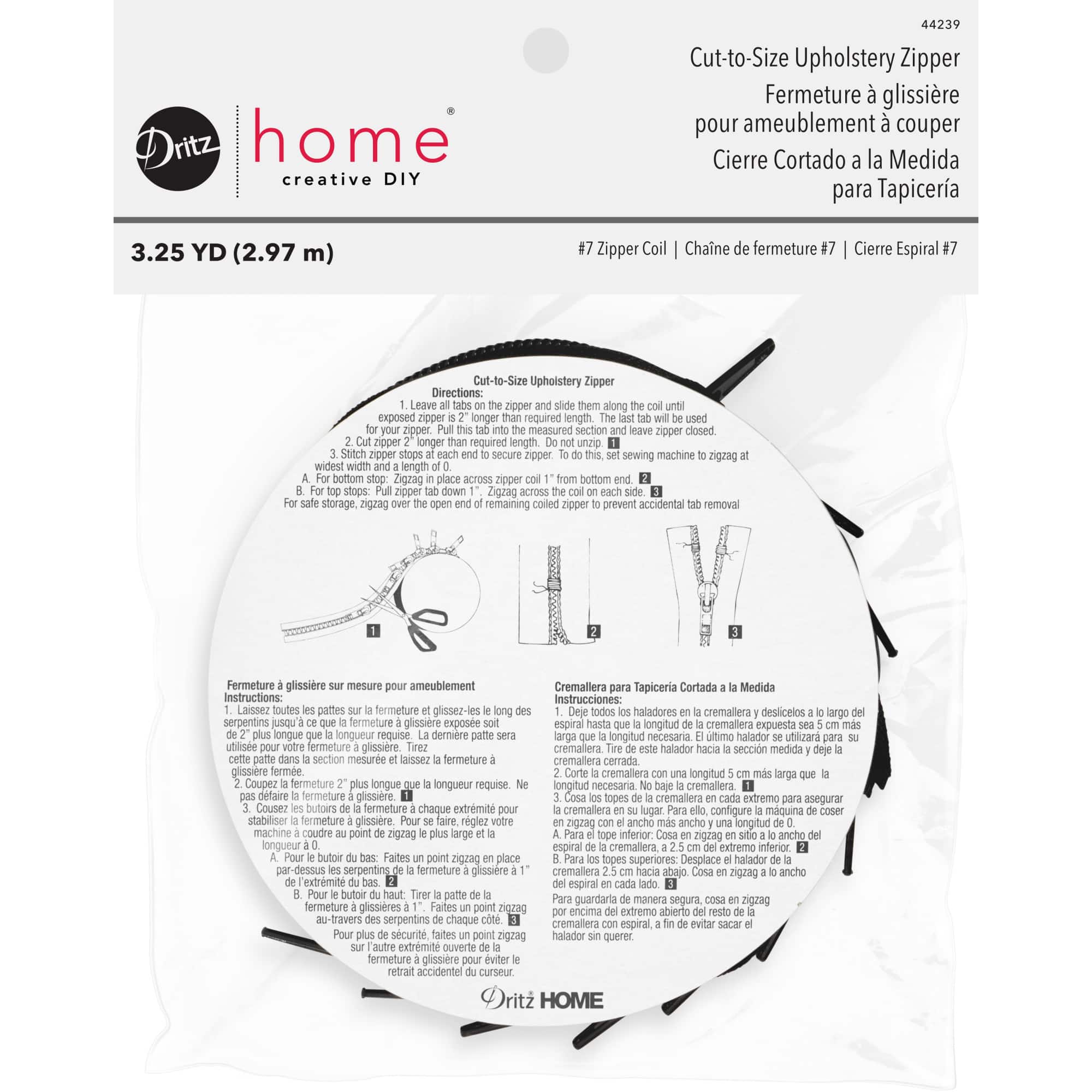Dritz&#xAE; Home 3.25yd. Black Cut-To-Size Upholstery Zipper