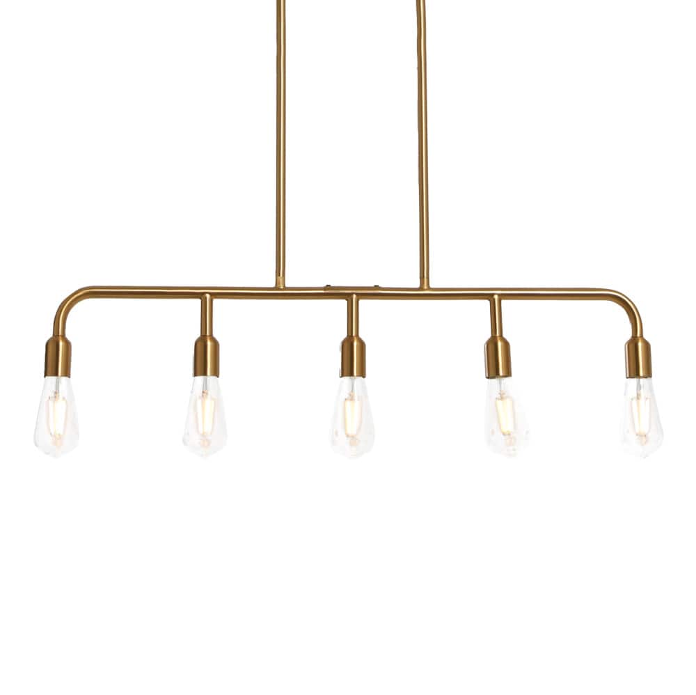Hello Honey® Robert Stevenson Lighting Benson Exposed Bulb Metal 5-Light Linear Chandelier