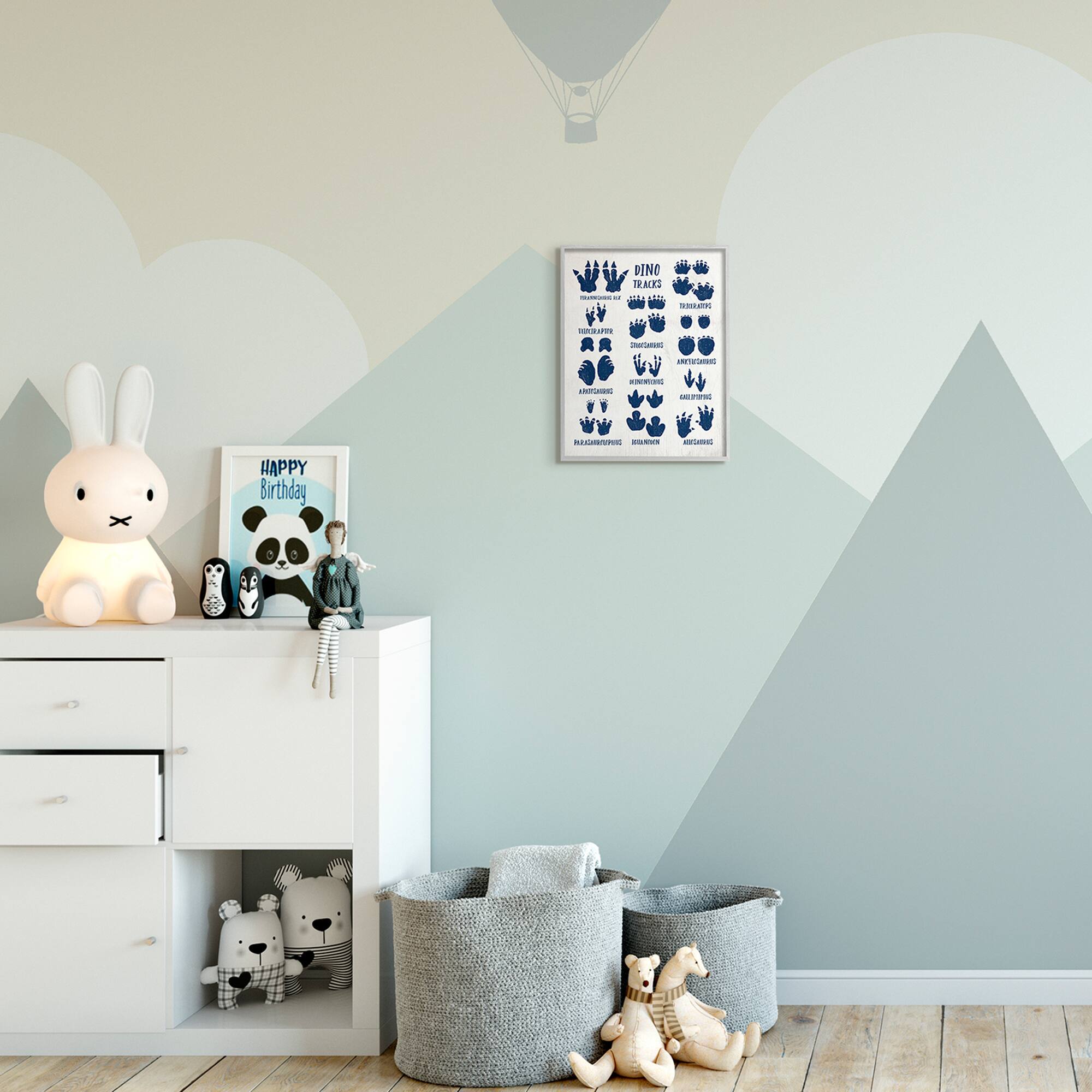 Stupell Industries Chart of Dinosaur Tracks Wall Art in Gray Frame