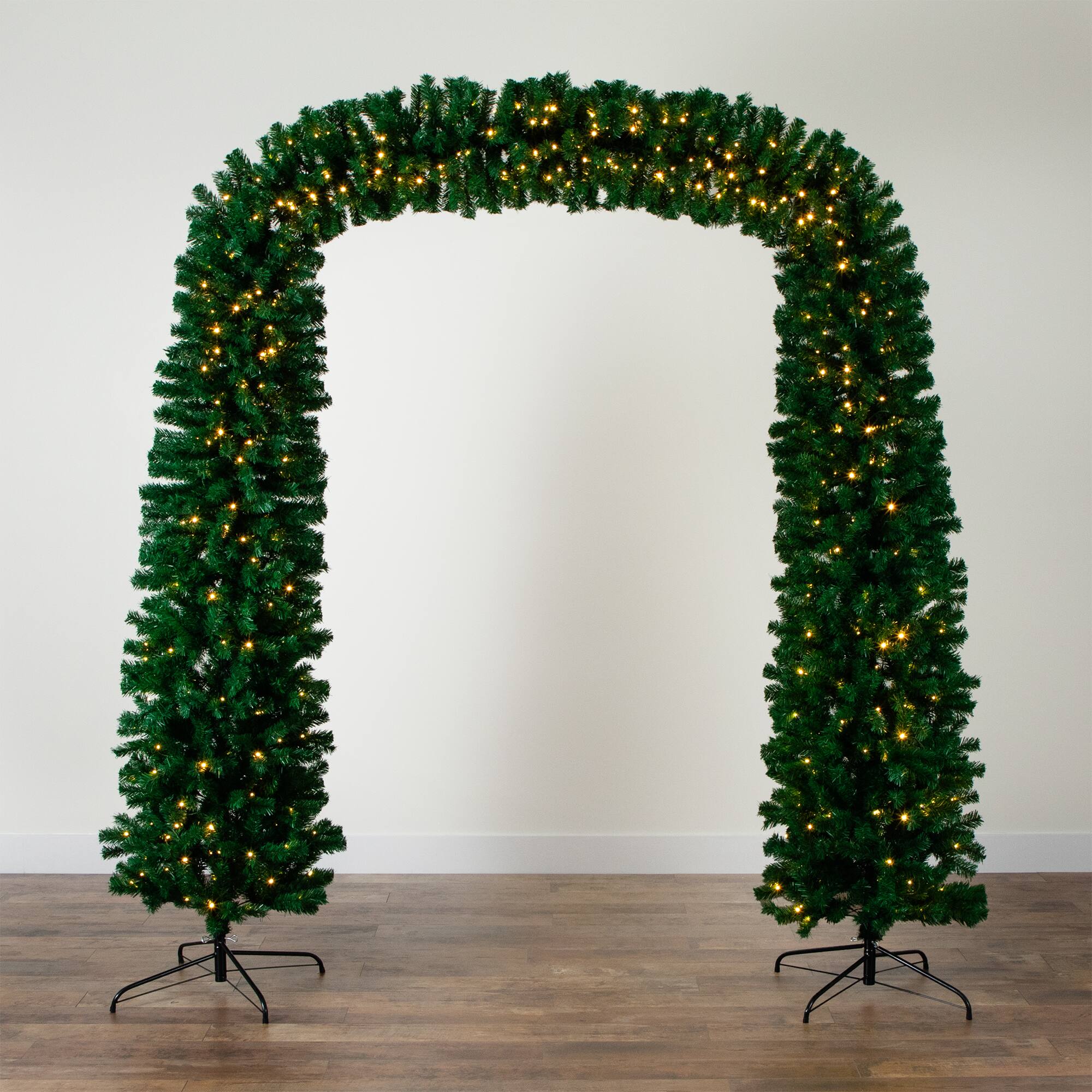 8ft. Pre-Lit Pine Artificial Christmas Tree Archway, Warm White LED Lights