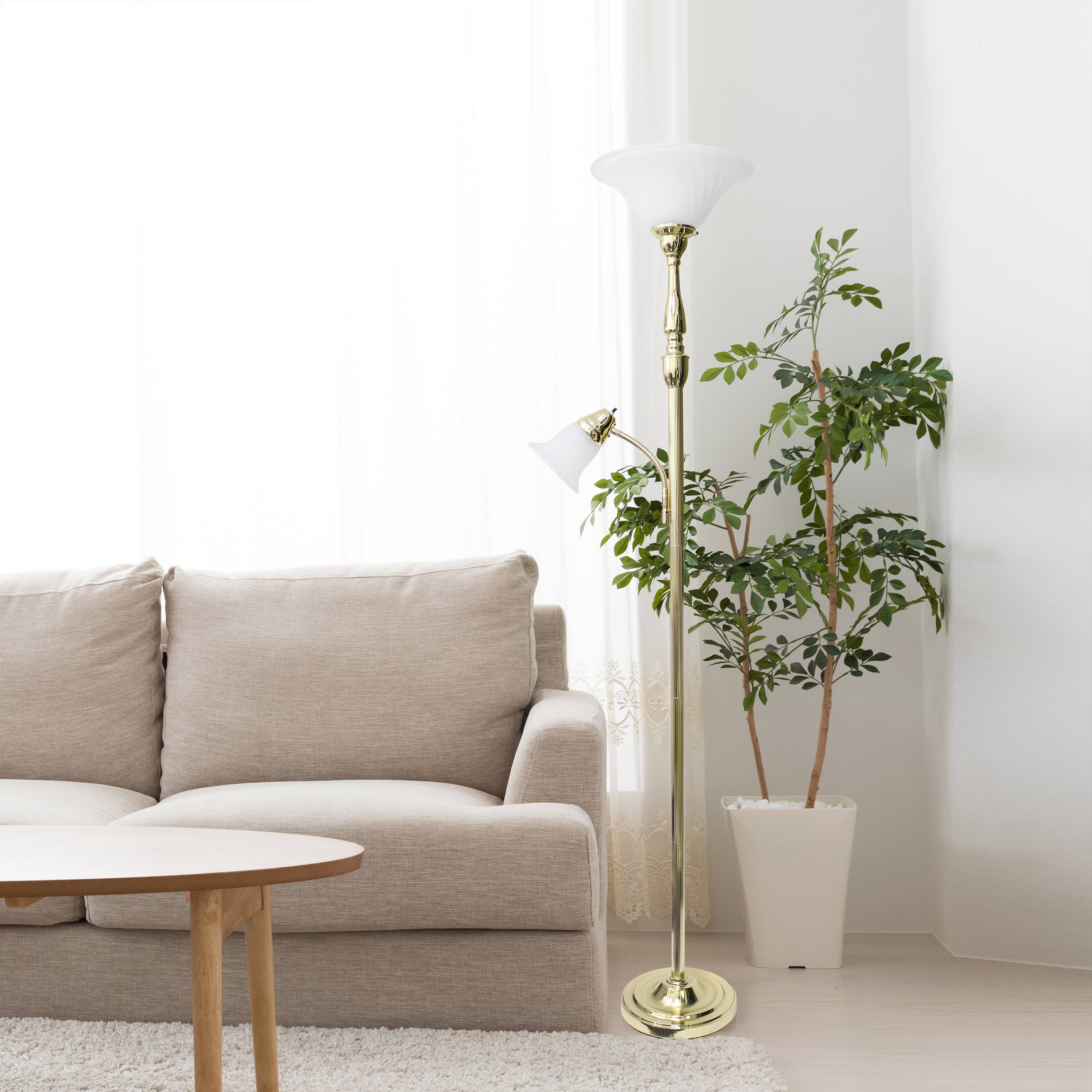 Lalia Home Torchiere Floor Lamp with Reading Light