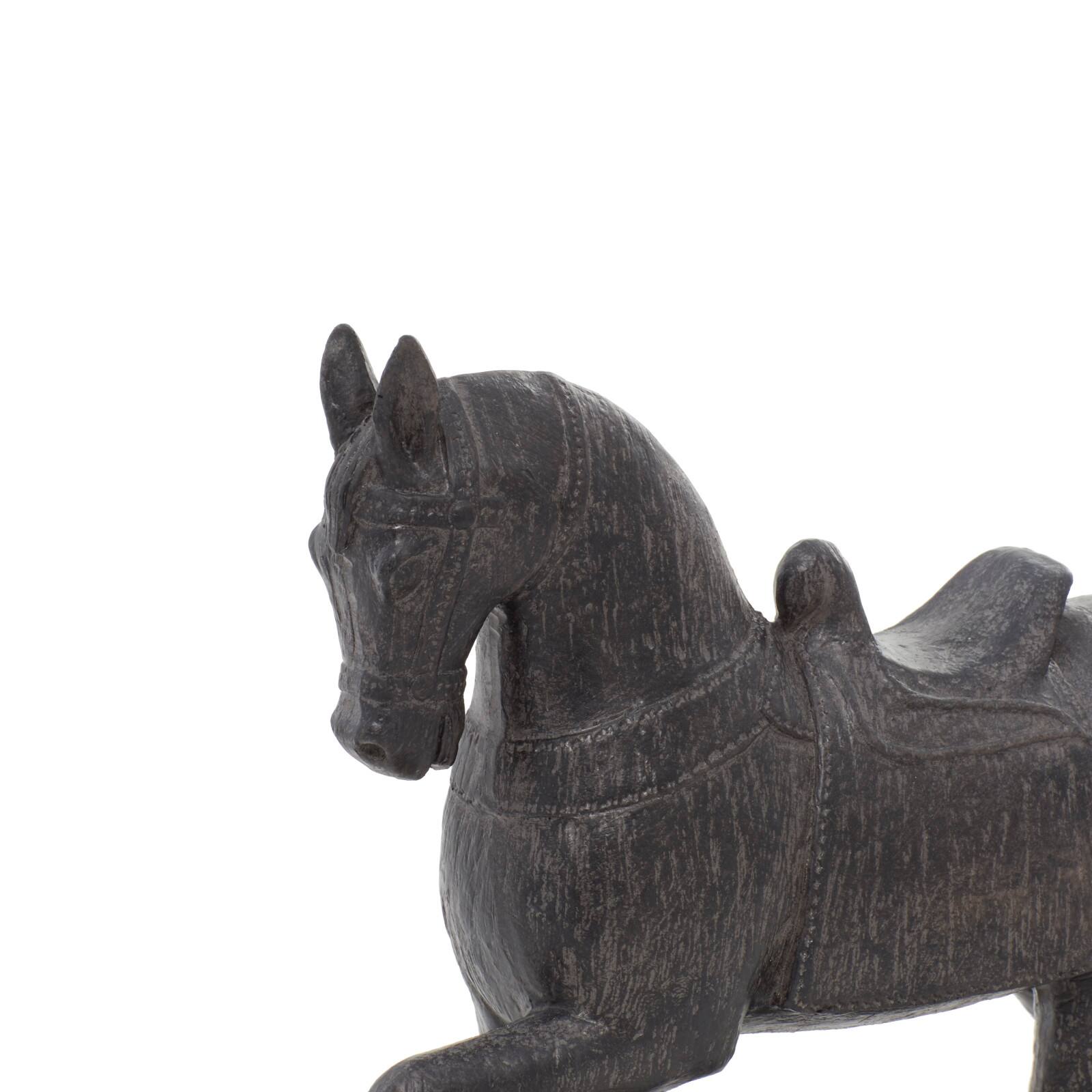 Traditional Brown Polystone Standing Horse Table Sculpture, 9" x 9" x 3"