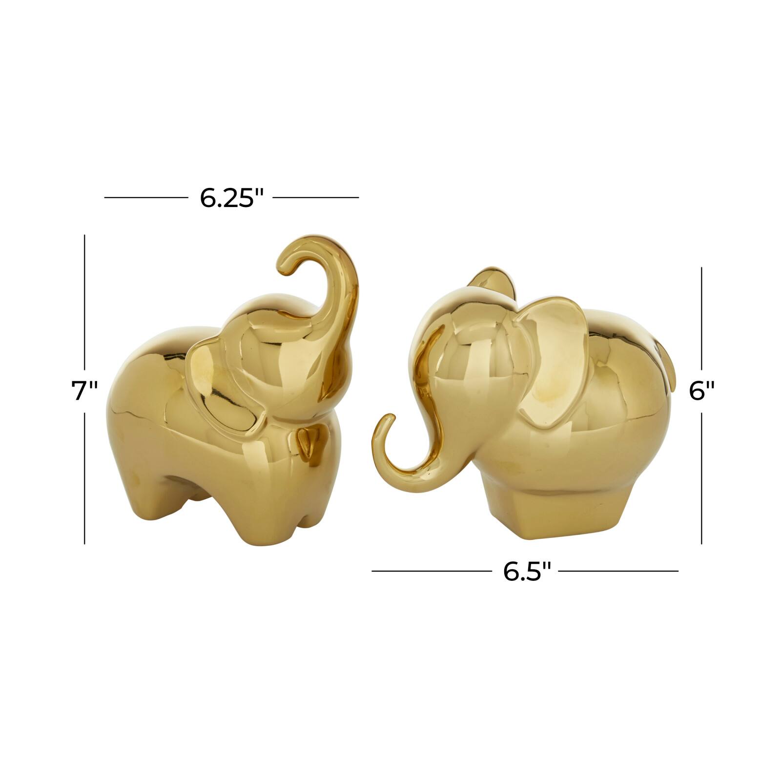 7" Gold Contemporary Elephant Sculpture Set