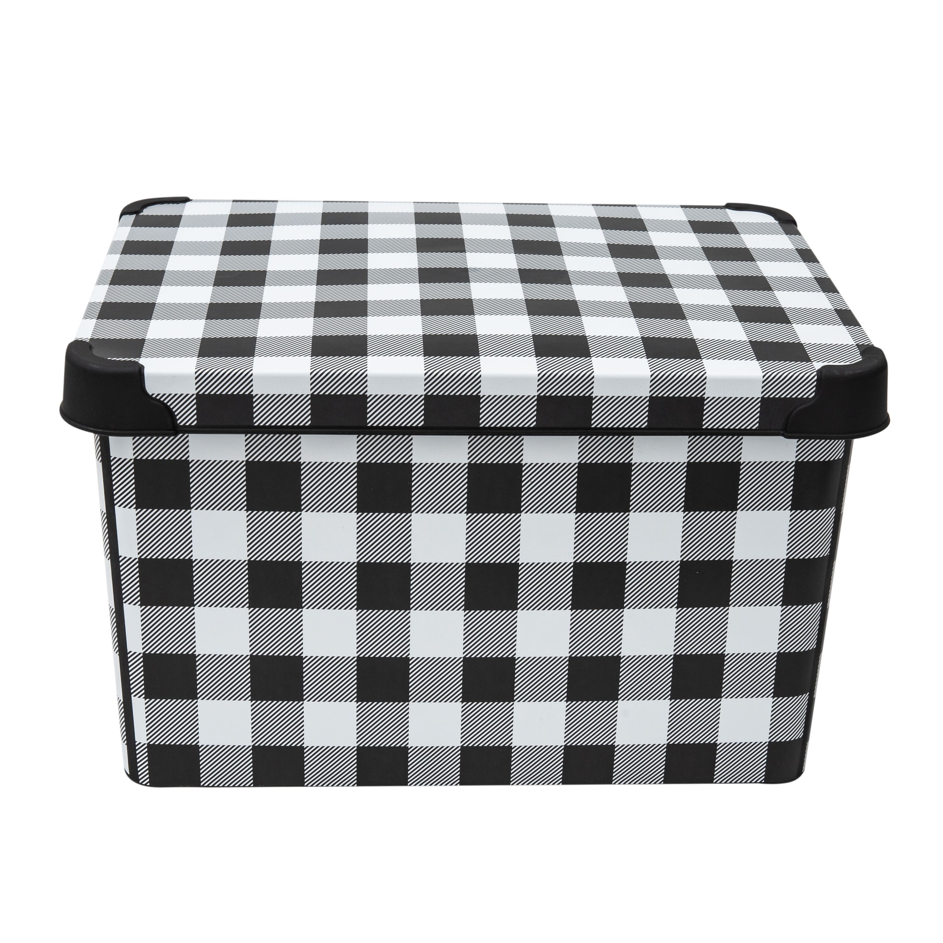 Simplify Checkered Black &#x26; White Storage Tote Bin