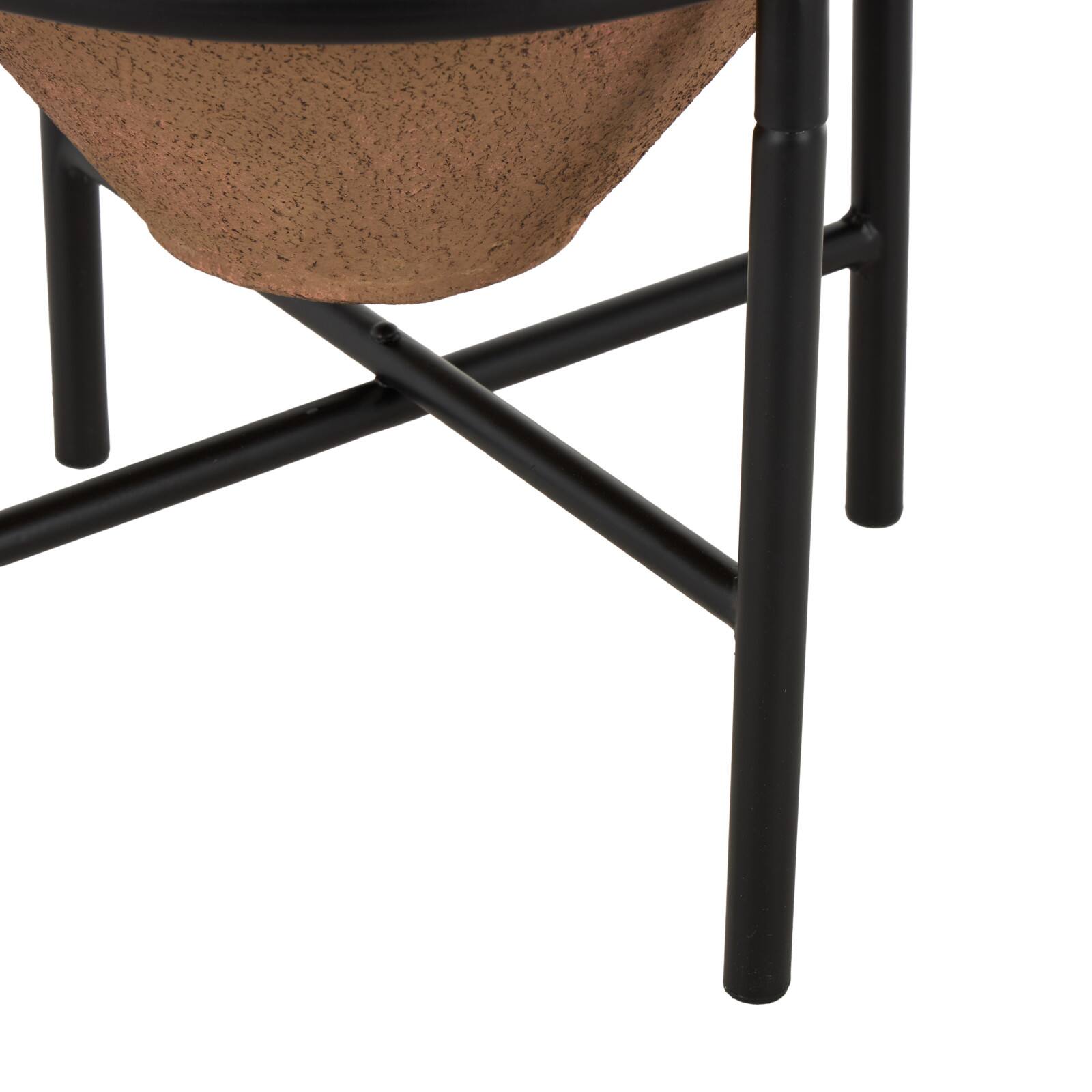 20&#x22; Brown Wide Metal Vase with Black Stand