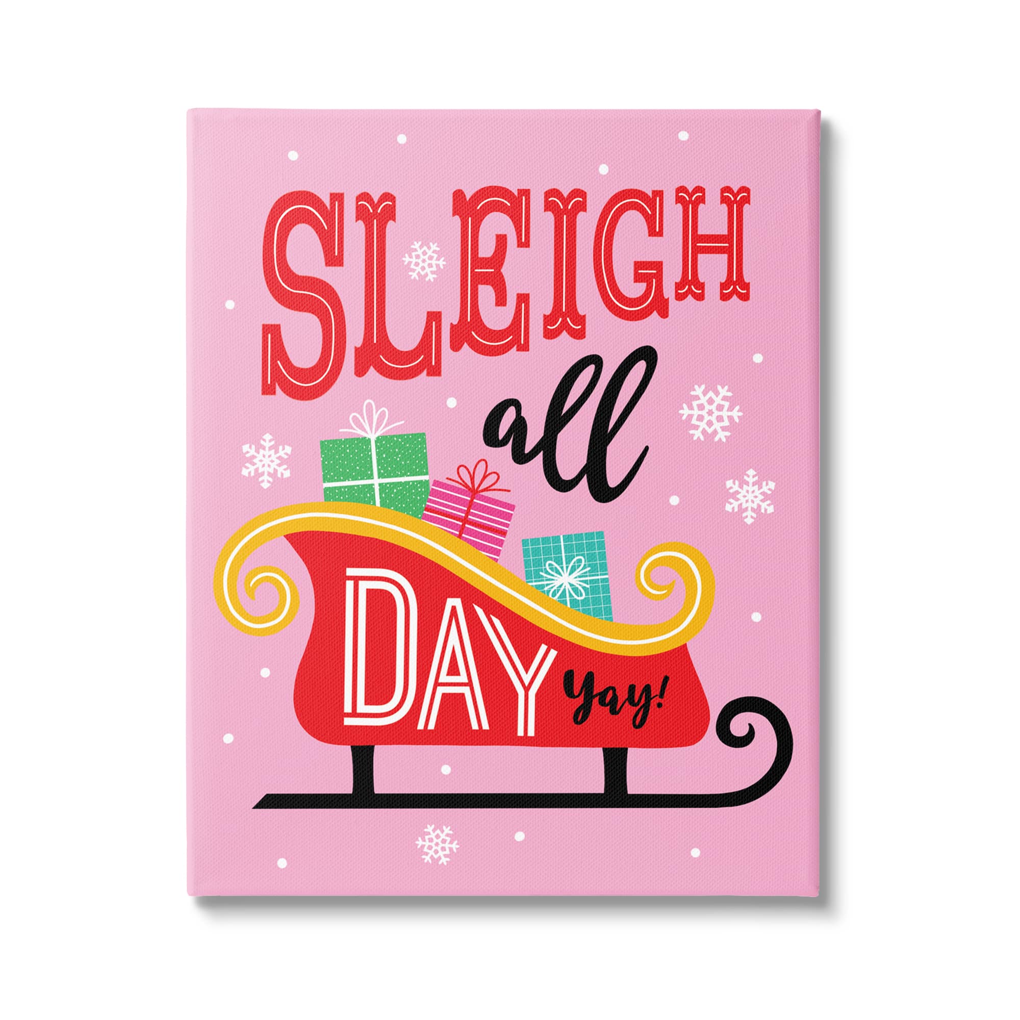 Stupell Industries Sleigh All Day Bold Gift Sled Canvas Wall Art