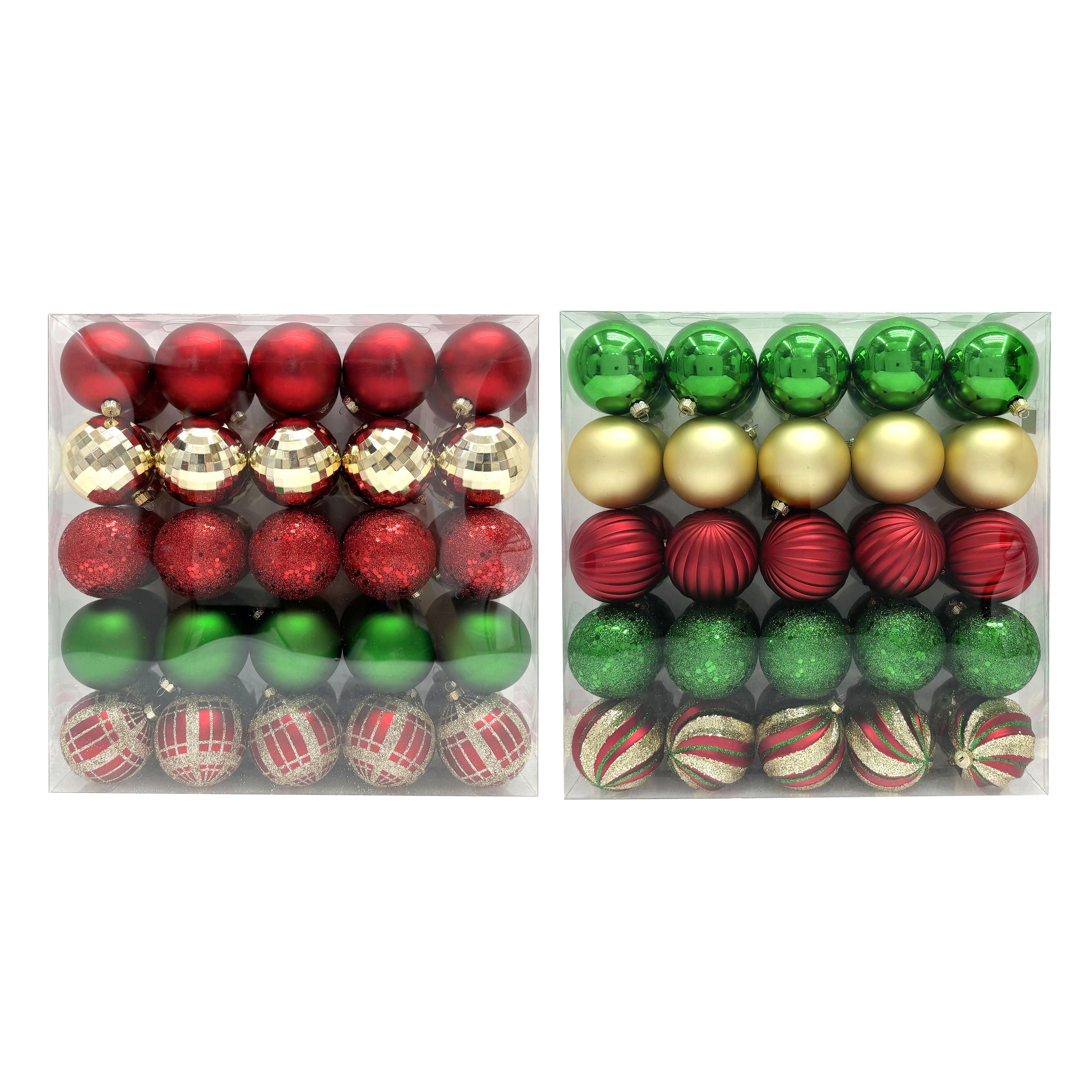 Assorted 50 Pack 2.25&#x22; Red, Gold &#x26; Green Shatterproof Ball Ornament Mix by Ashland&#xAE;