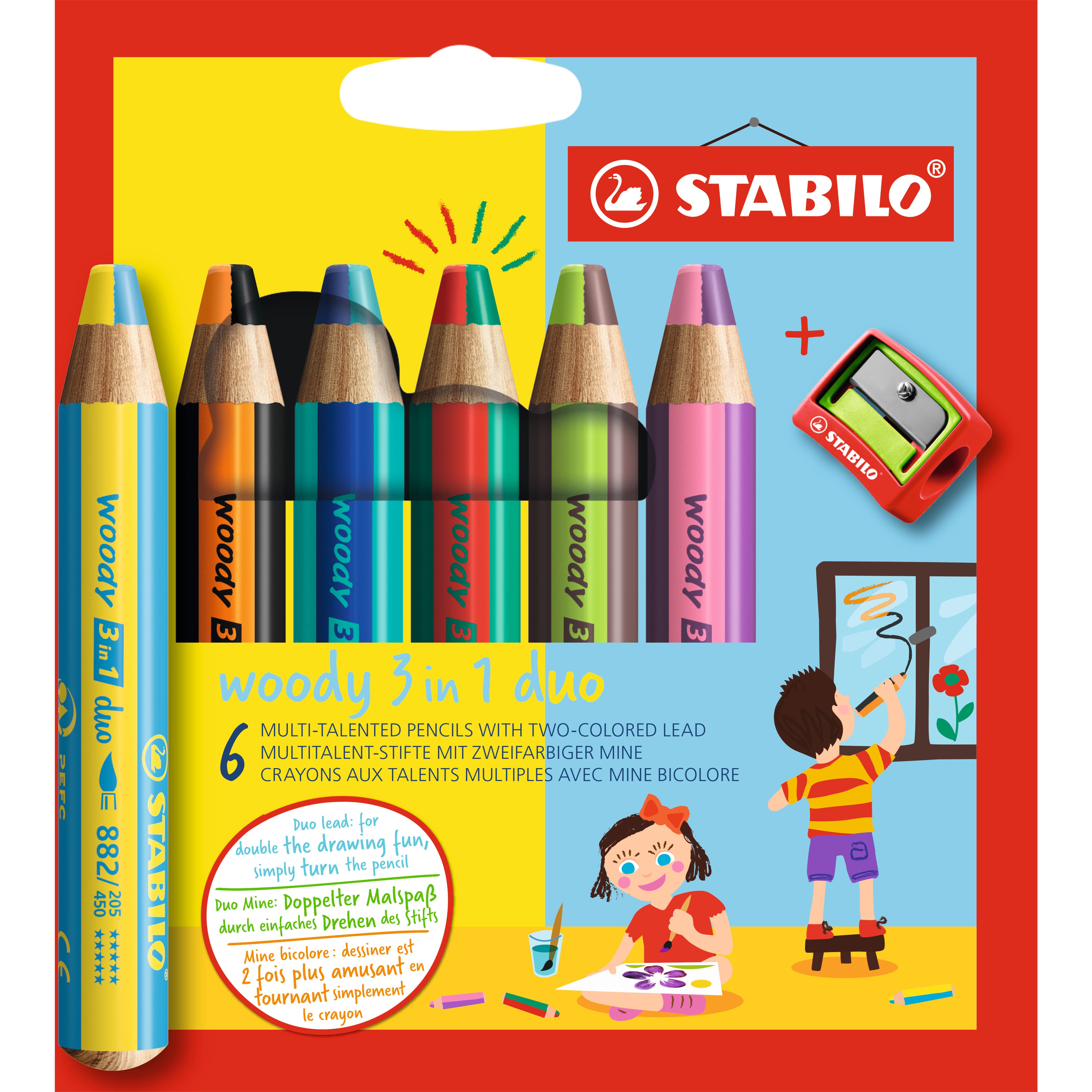 Stabilo&#xAE; Woody 3-in-1 Duo 7 Piece Colored Pencil Set
