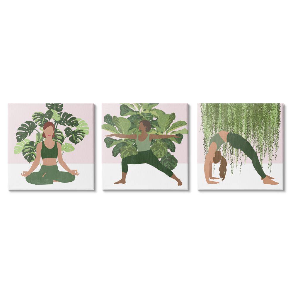 Stupell Industries Yoga Poses Female Figures Namaste Relaxation Self-Care Canvas Wall Art, 17" x 17"