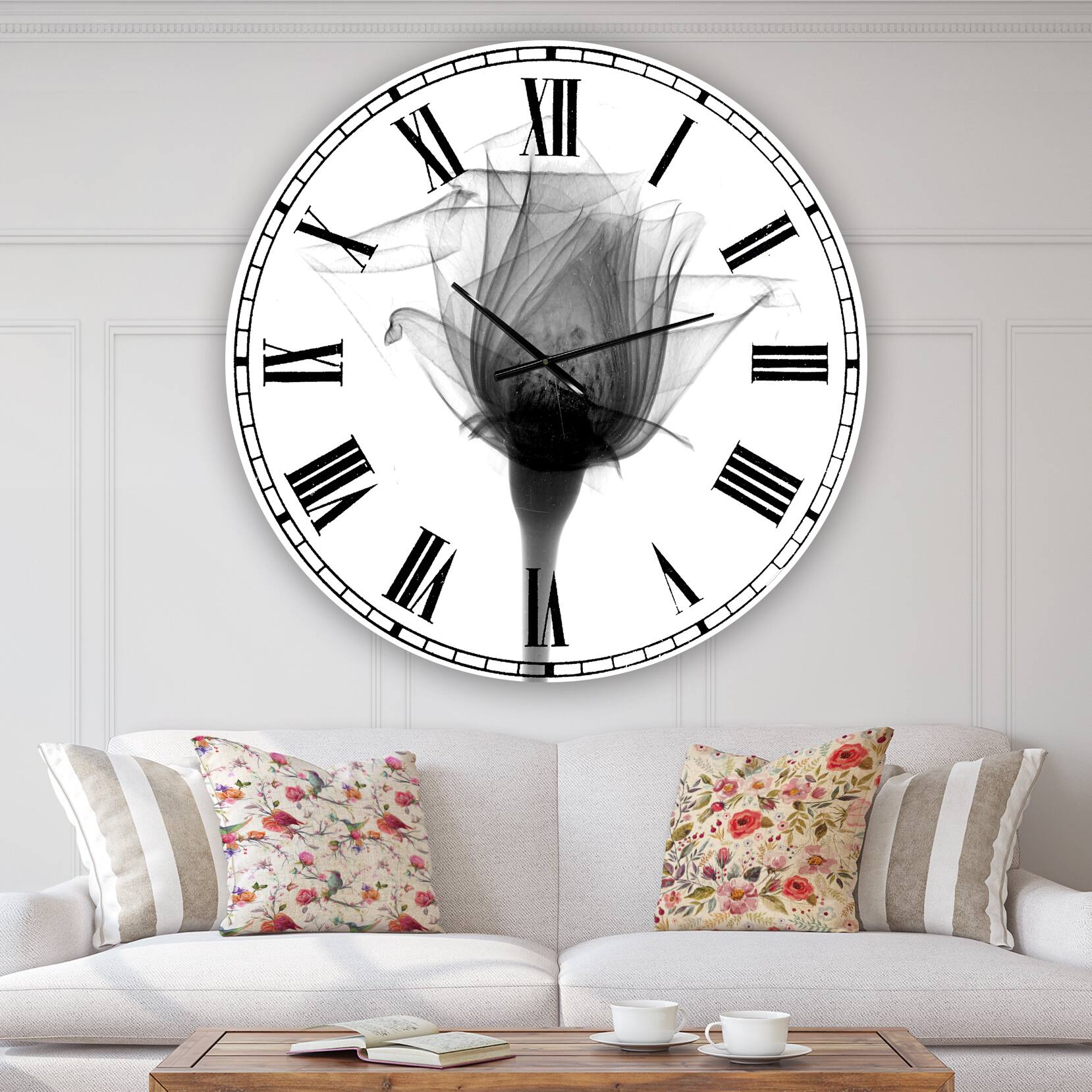 Designart &#x27;Rose #10 X-Ray Large Cottage Wall Clock