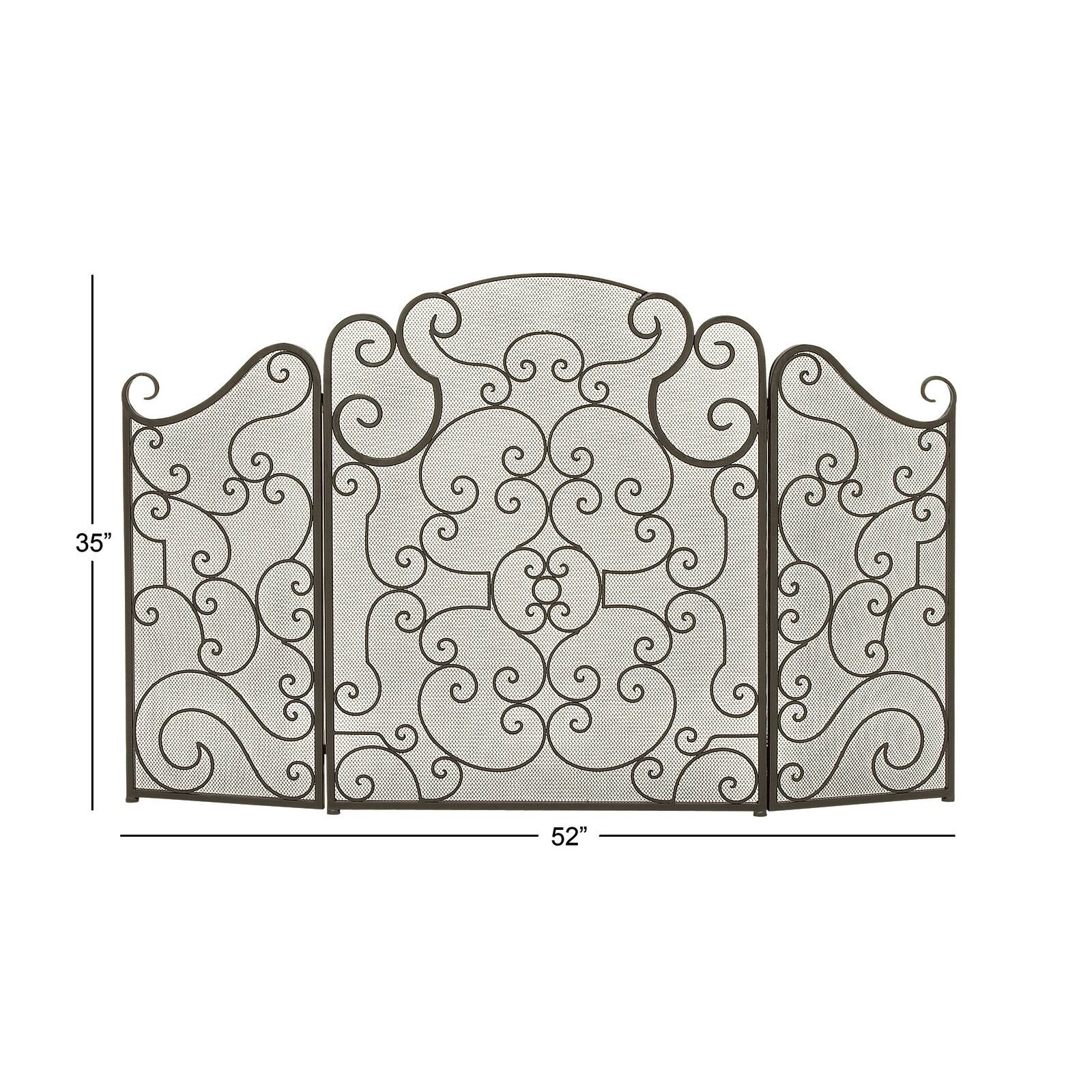 Black Metal Traditional Fireplace Screen