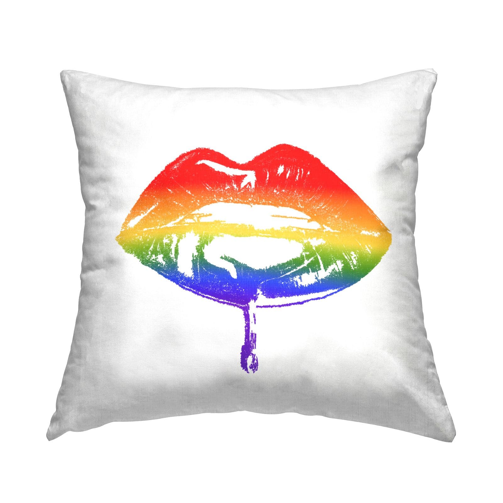 Stupell Industries Retro Puckered Rainbow Lips Cosmetic Kiss Throw Pillow, 18" x 18"