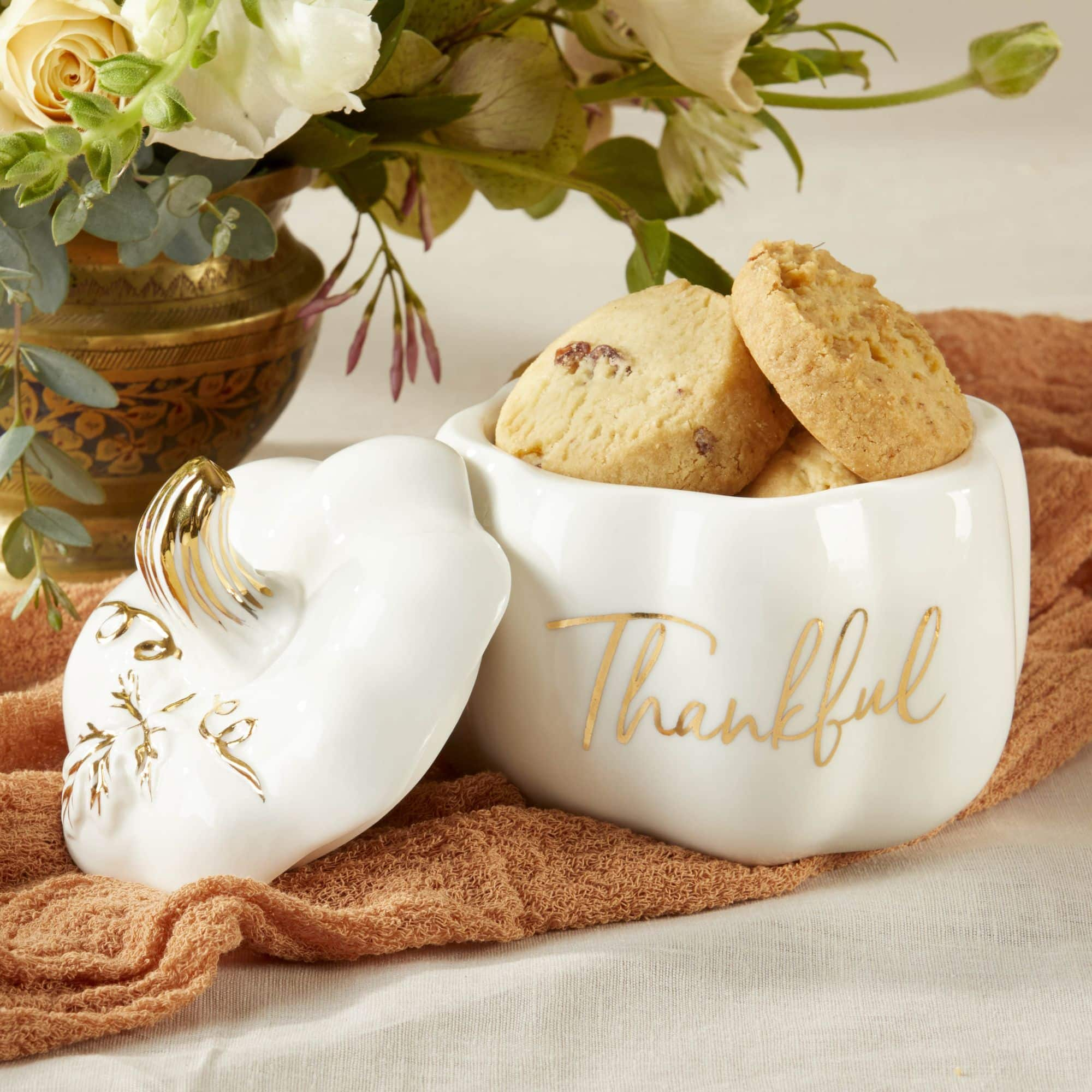 Kate Aspen White Thankful Pumpkin Decorative Bowl